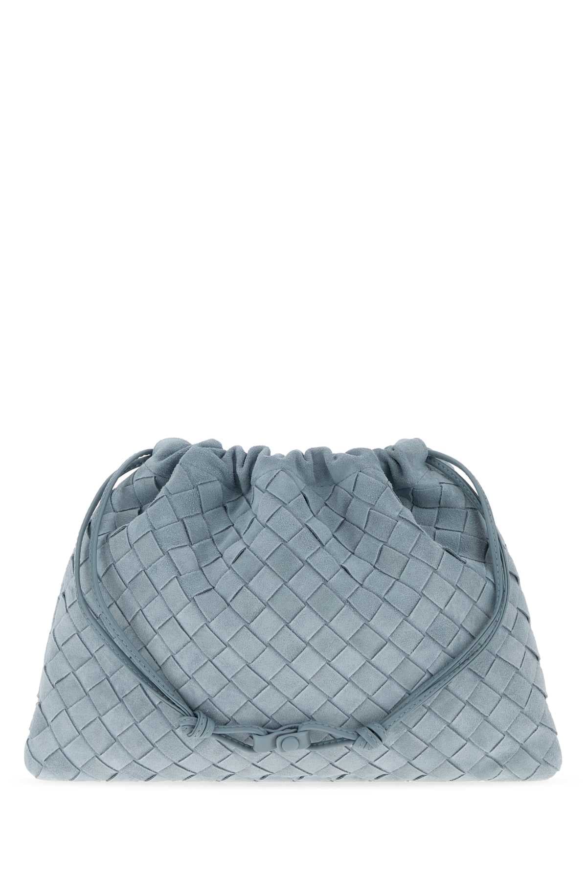 Bottega Veneta Women Pastel Light Blue Suede Medium Clutch BOTTEGA VENETA