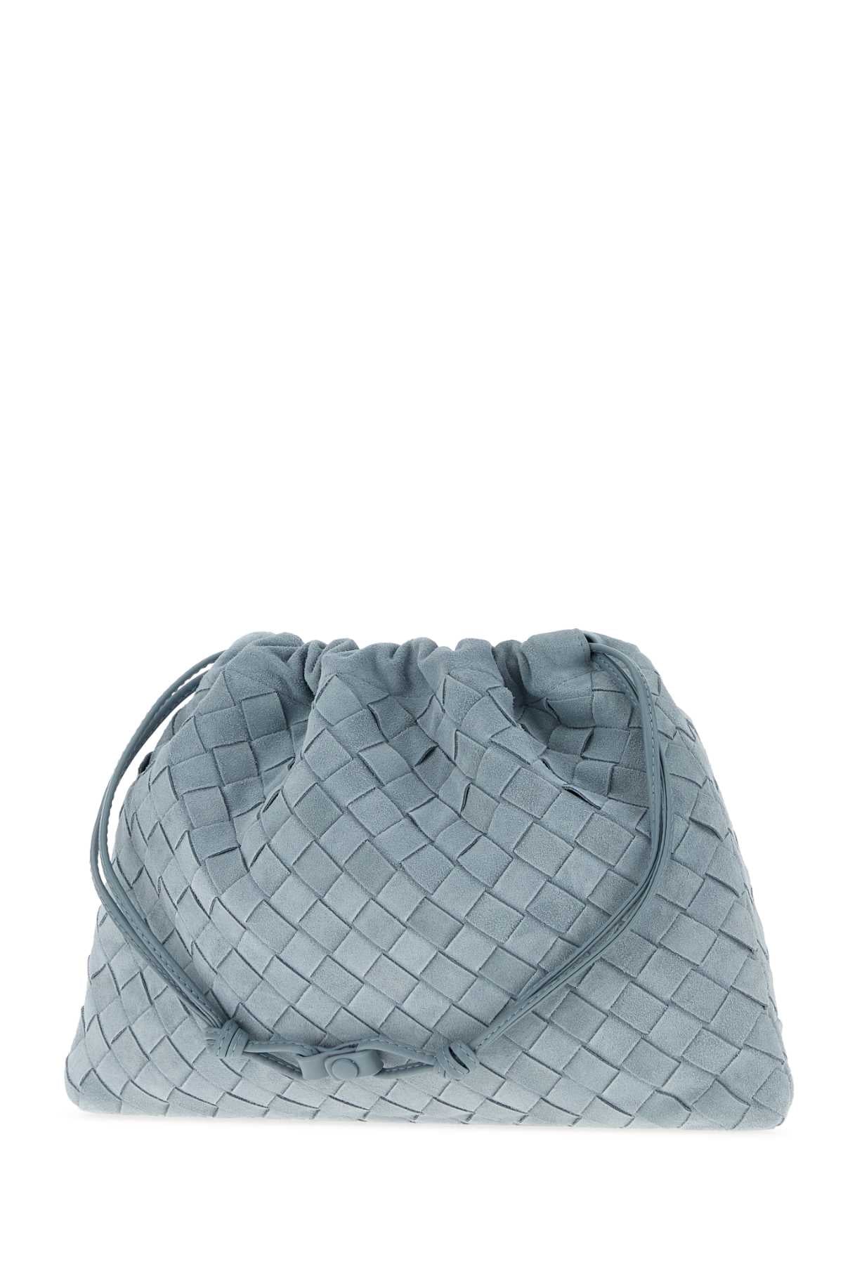 Bottega Veneta Women Pastel Light Blue Suede Medium Clutch BOTTEGA VENETA