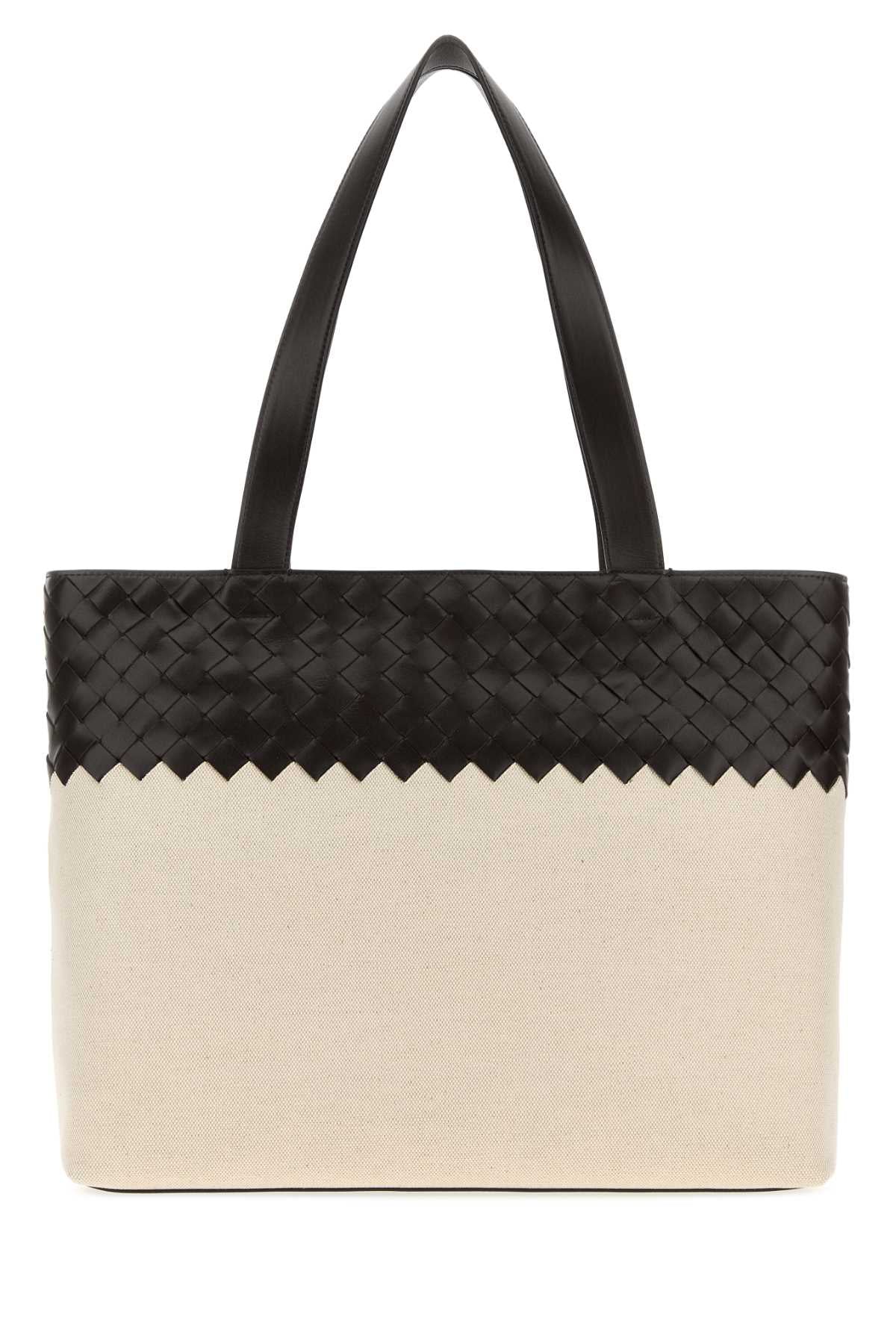 Bottega Veneta Men Two-Tone Leather And Canvas Intrecciato Shopping Bag BOTTEGA VENETA