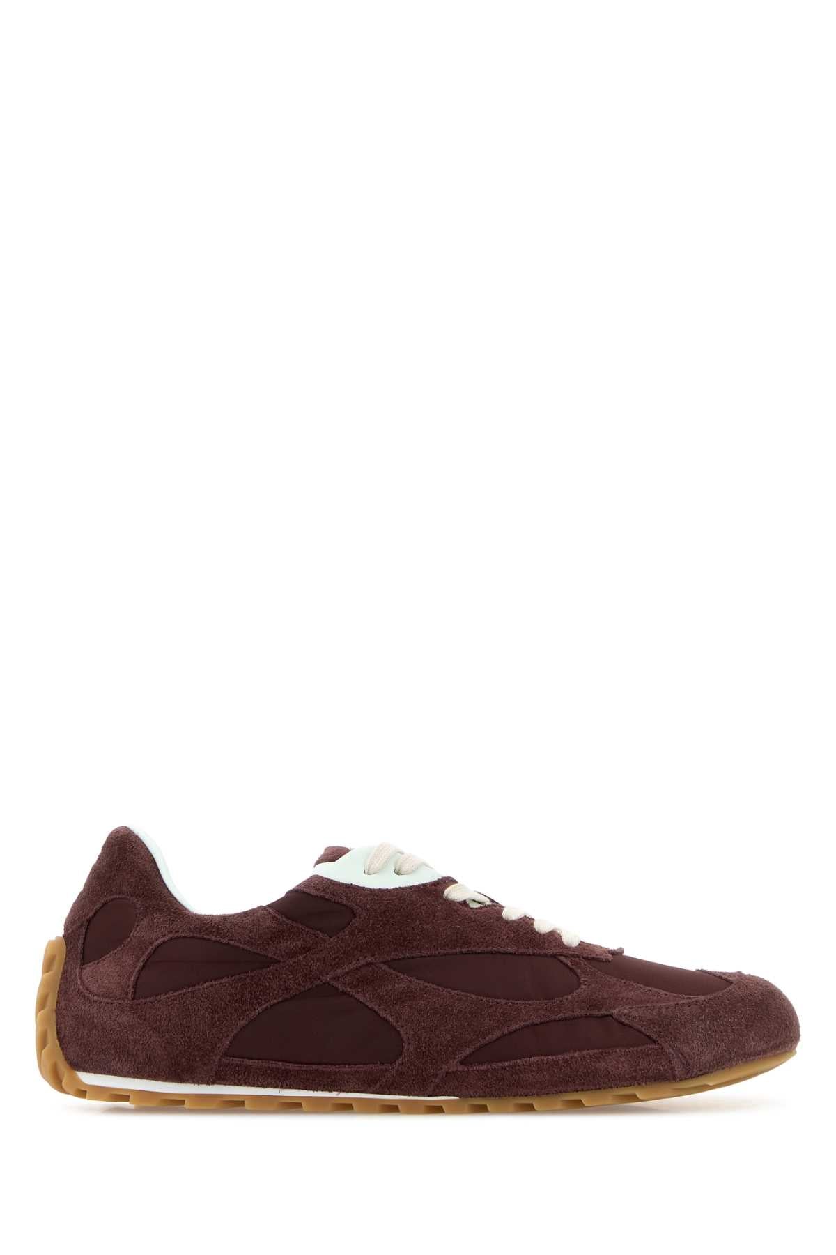 Bottega Veneta Women Burgundy Suede And Fabric Orbit Sneakers BOTTEGA VENETA