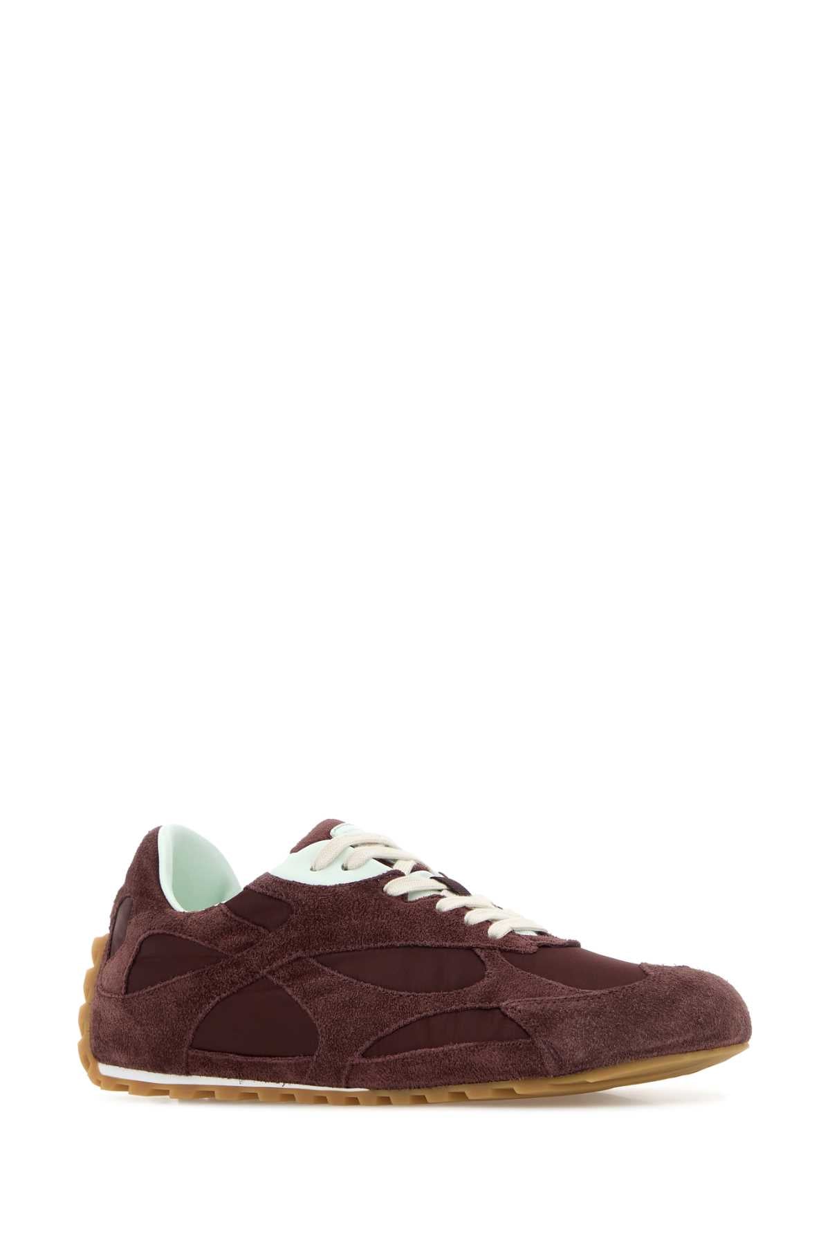 Bottega Veneta Women Burgundy Suede And Fabric Orbit Sneakers BOTTEGA VENETA