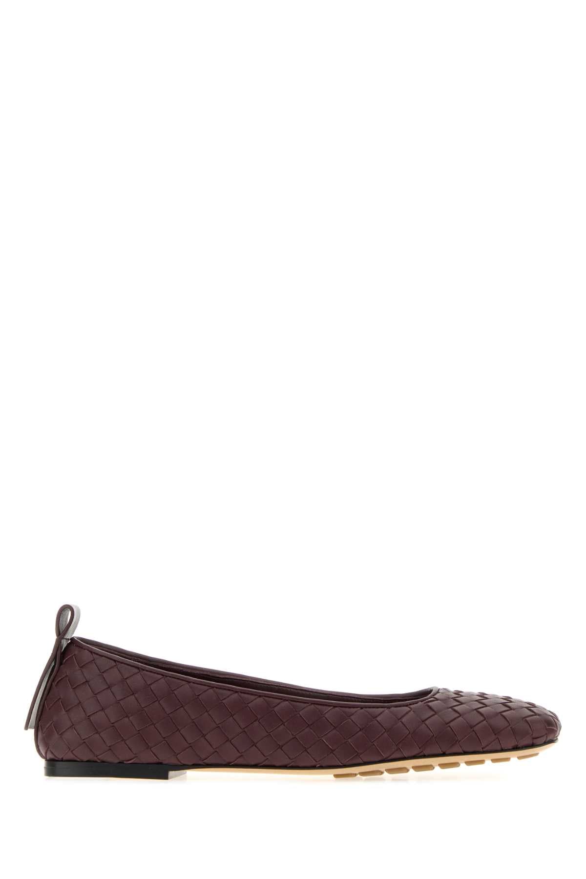 Bottega Veneta Women Aubergine Leather Charlotte Ballerinas BOTTEGA VENETA