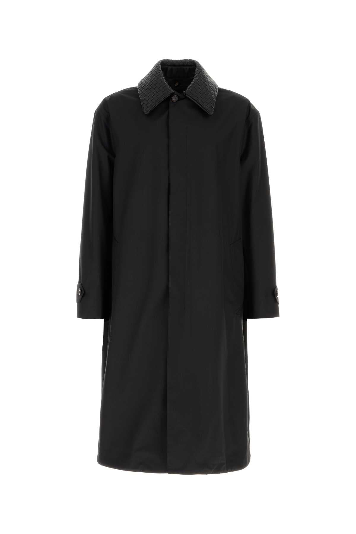 Bottega Veneta Men Black Tech Wool Overcoat BOTTEGA VENETA