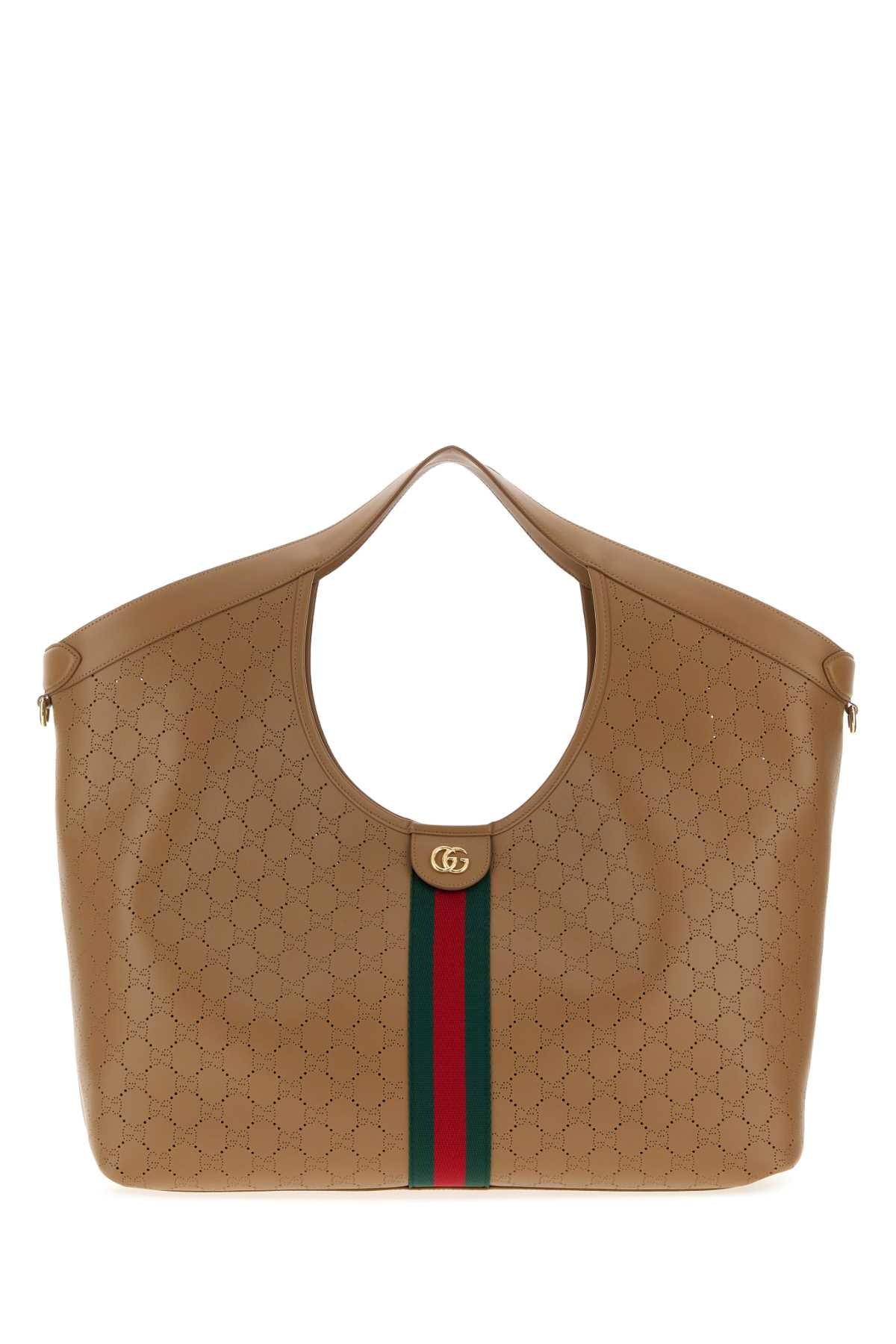Gucci Women Camel Leather Large Gucci Giglio Shopping Bag GUCCI