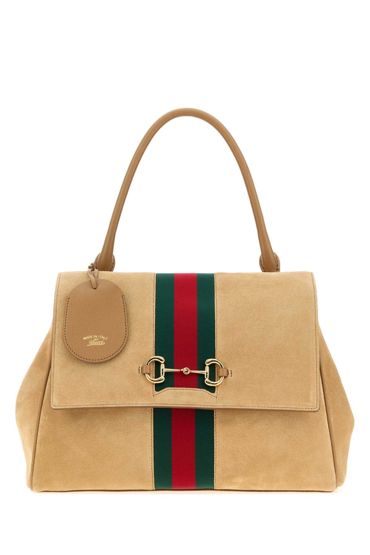 Gucci Women Beige Suede Medium Paparazzo Handbag GUCCI