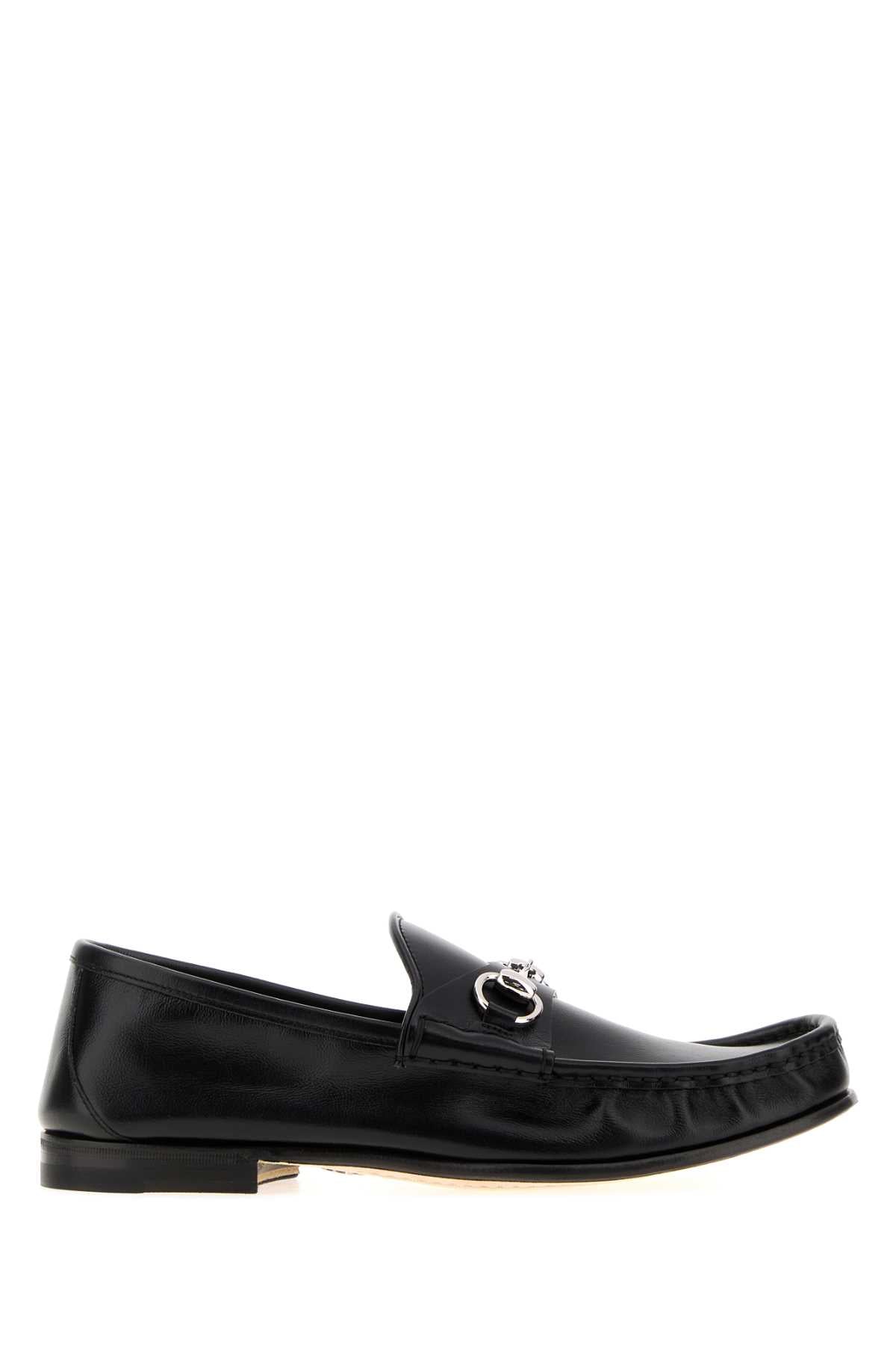 Gucci Men Black Leather Gucci Lugano Loafers GUCCI