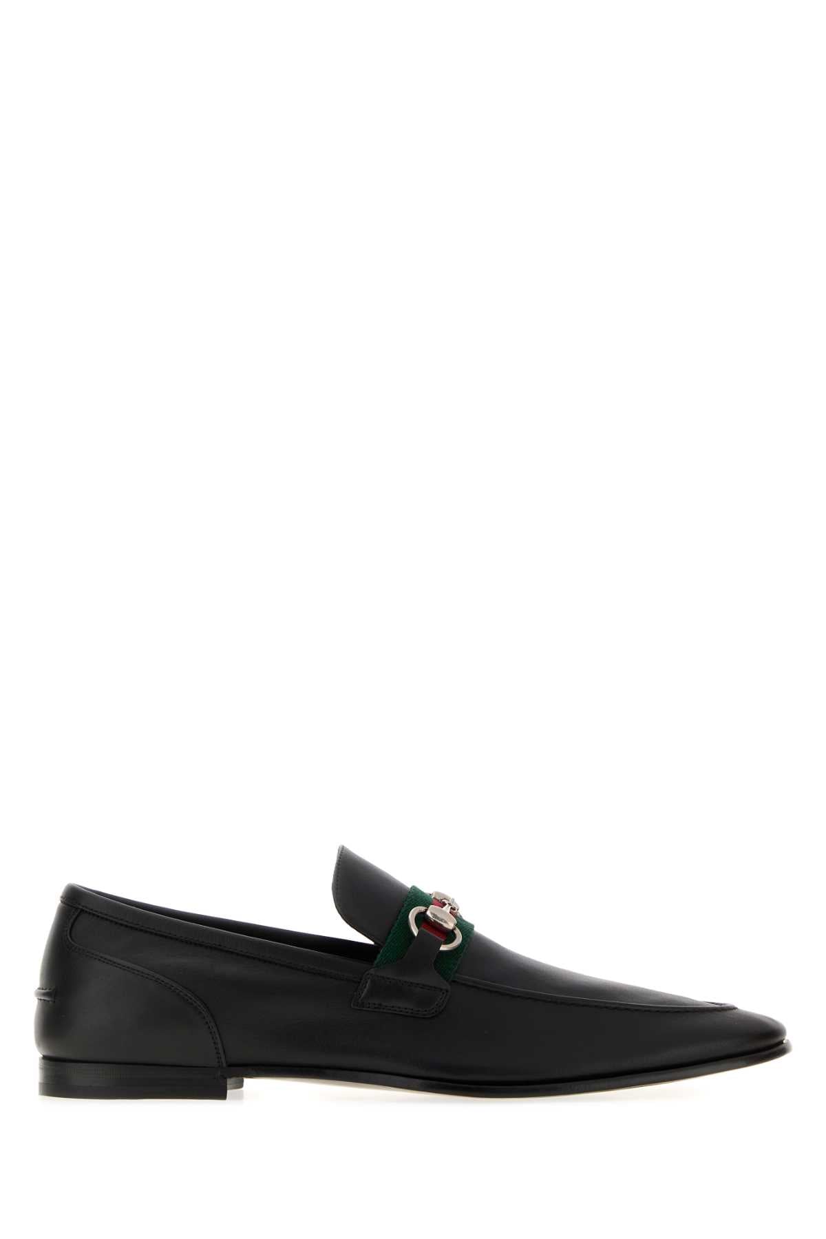 Gucci Men Black Leather Gucci Como Loafers GUCCI