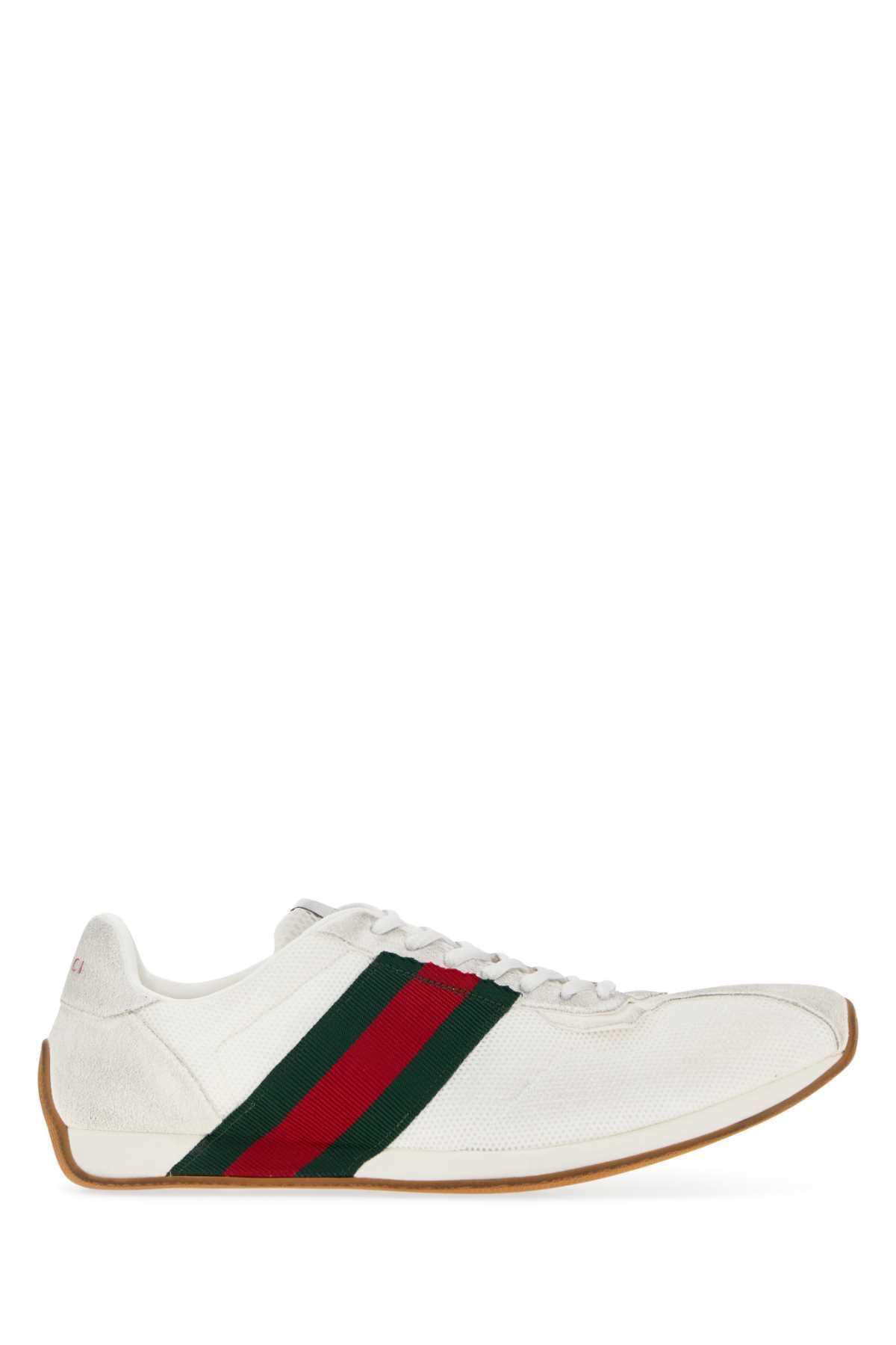 Gucci Men White Mesh And Suede Gucci Tempo Sneakers GUCCI