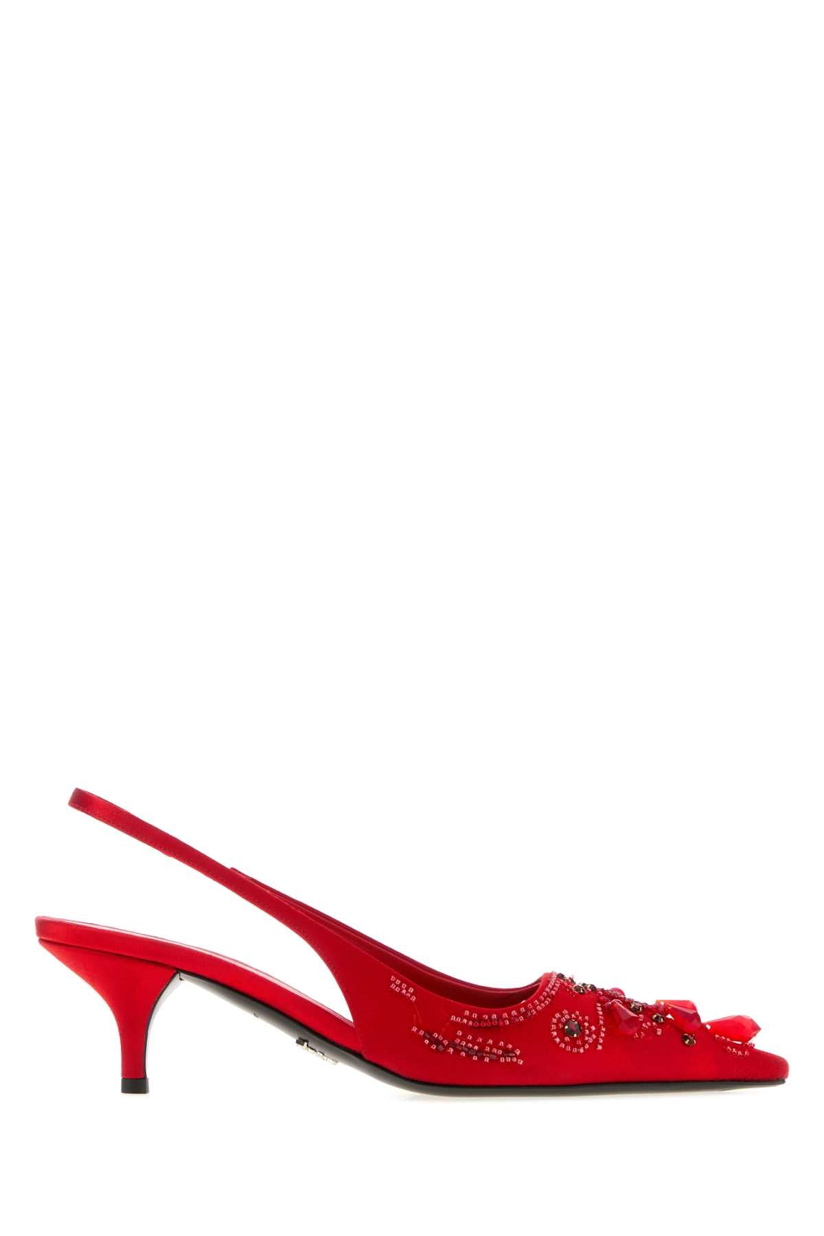 Prada Women Red Satin Pump PRADA