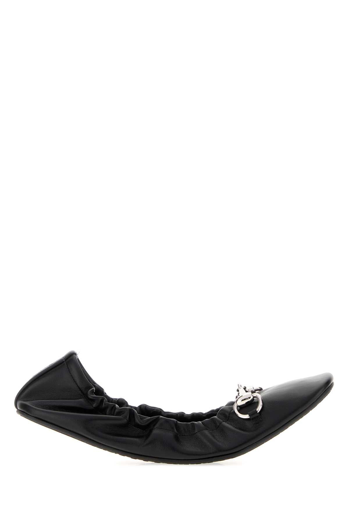 Gucci Women Black Leather Prima Ballerinas GUCCI