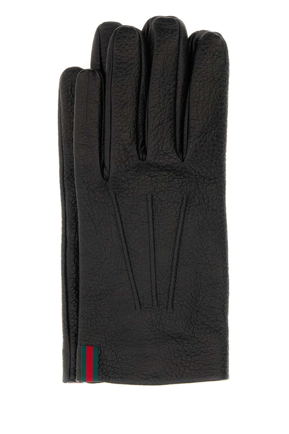 Gucci Men Black Leather Gloves GUCCI