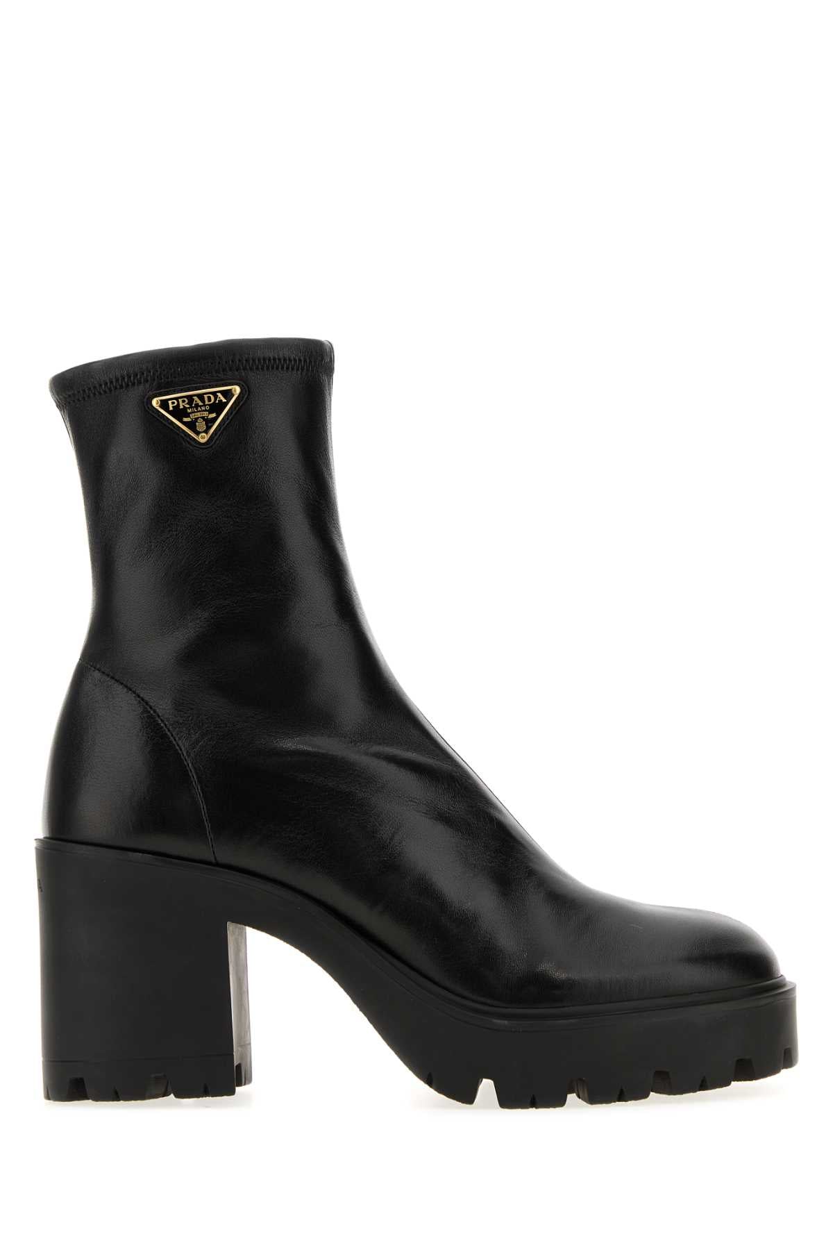 Prada Women Black Wool Ankle Boots PRADA