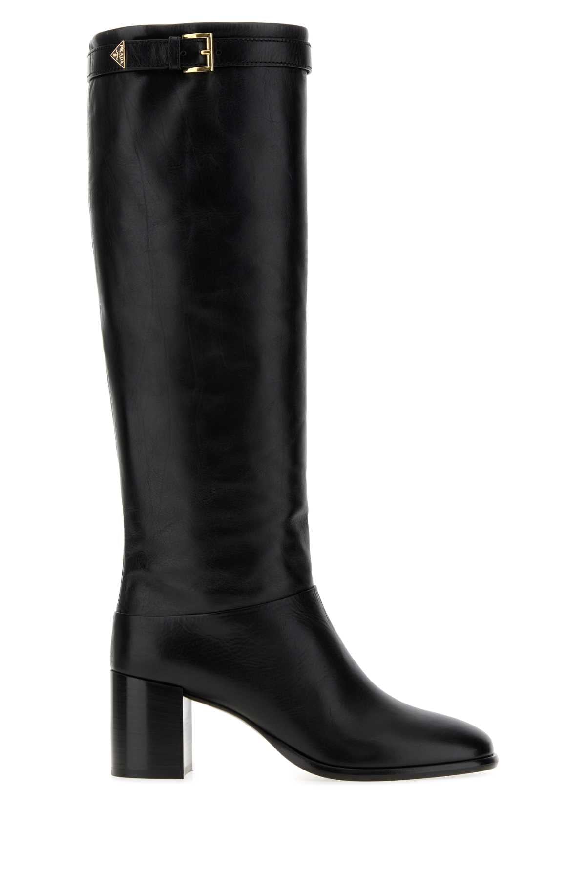 Prada Women Black Leather Boots