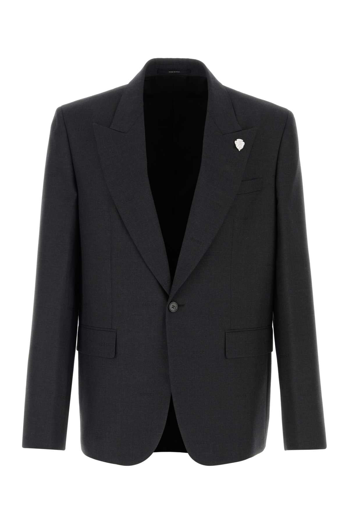 Gucci Men Graphite Wool Blazer GUCCI