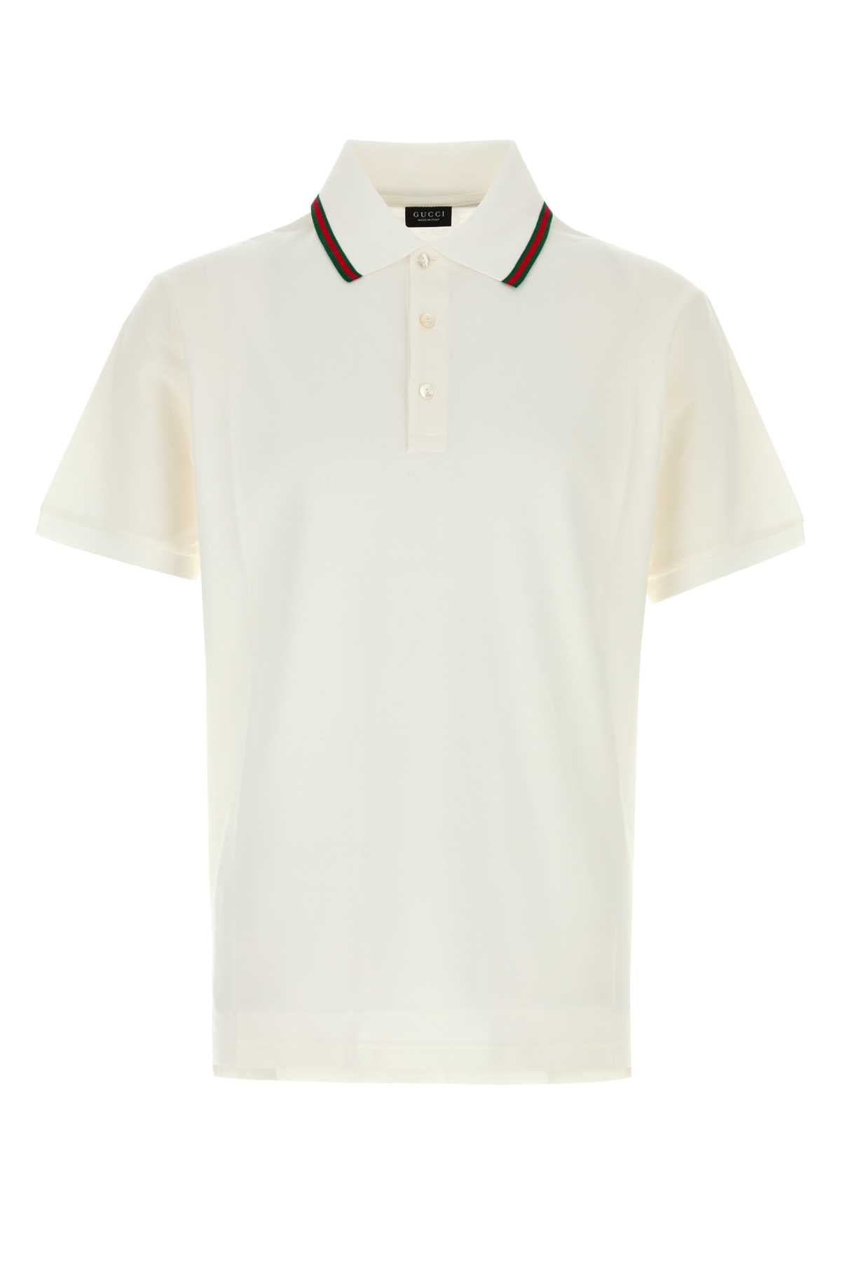 Gucci Men White Piquet Polo Shirt GUCCI