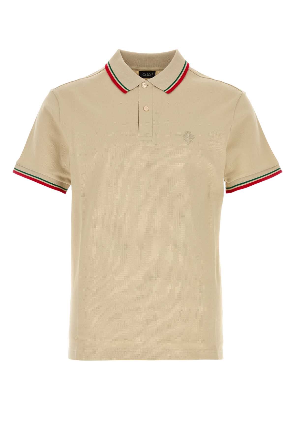 Gucci Men Beige Stretch Piquet Polo Shirt GUCCI