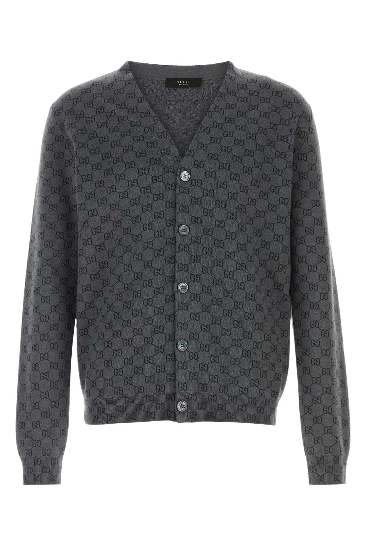 Gucci Men Embroidered Wool Blend Cardigan GUCCI