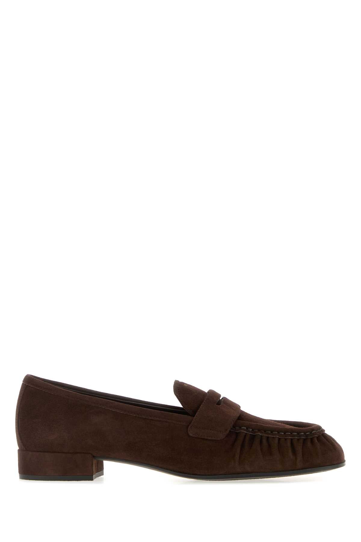 Prada Women Brown Suede Loafers
