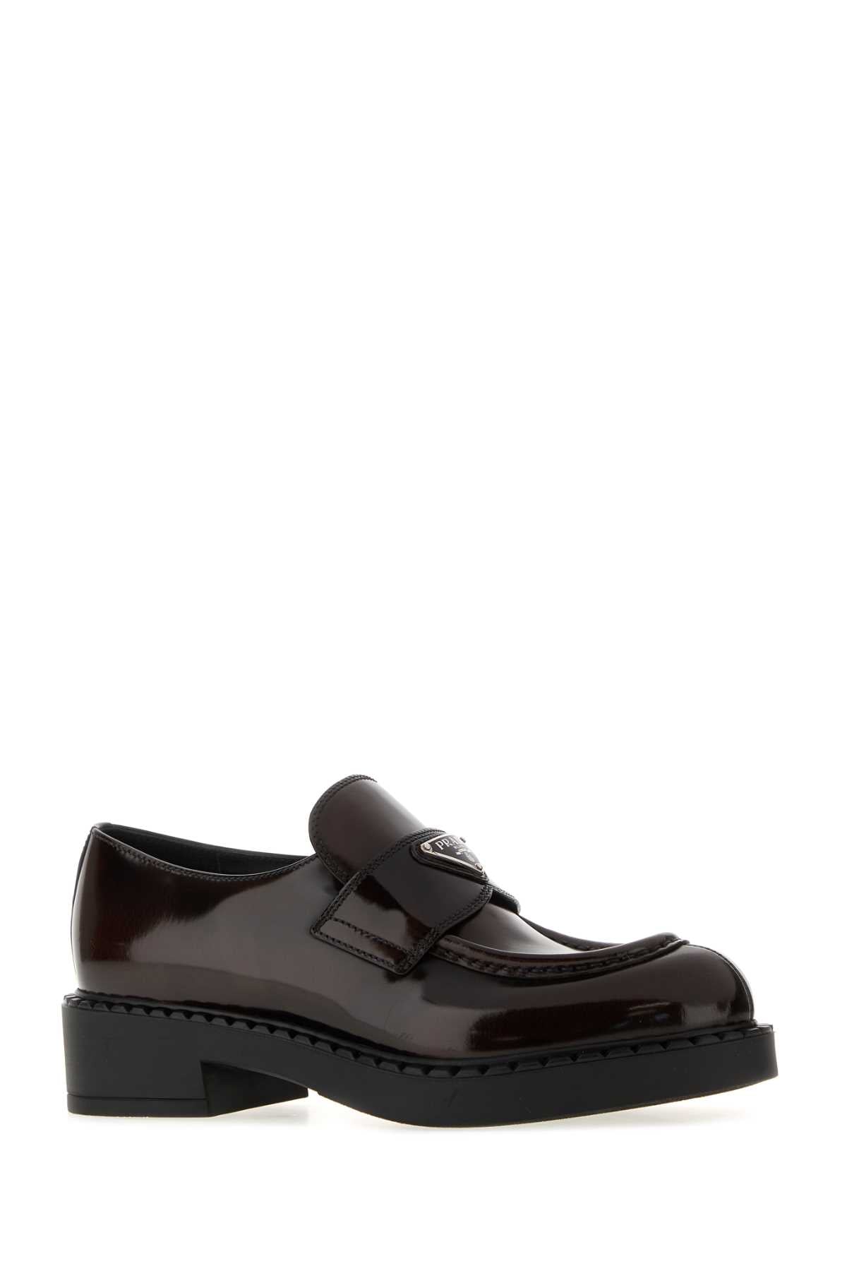 Prada Women Dark Brown Leather Loafers PRADA