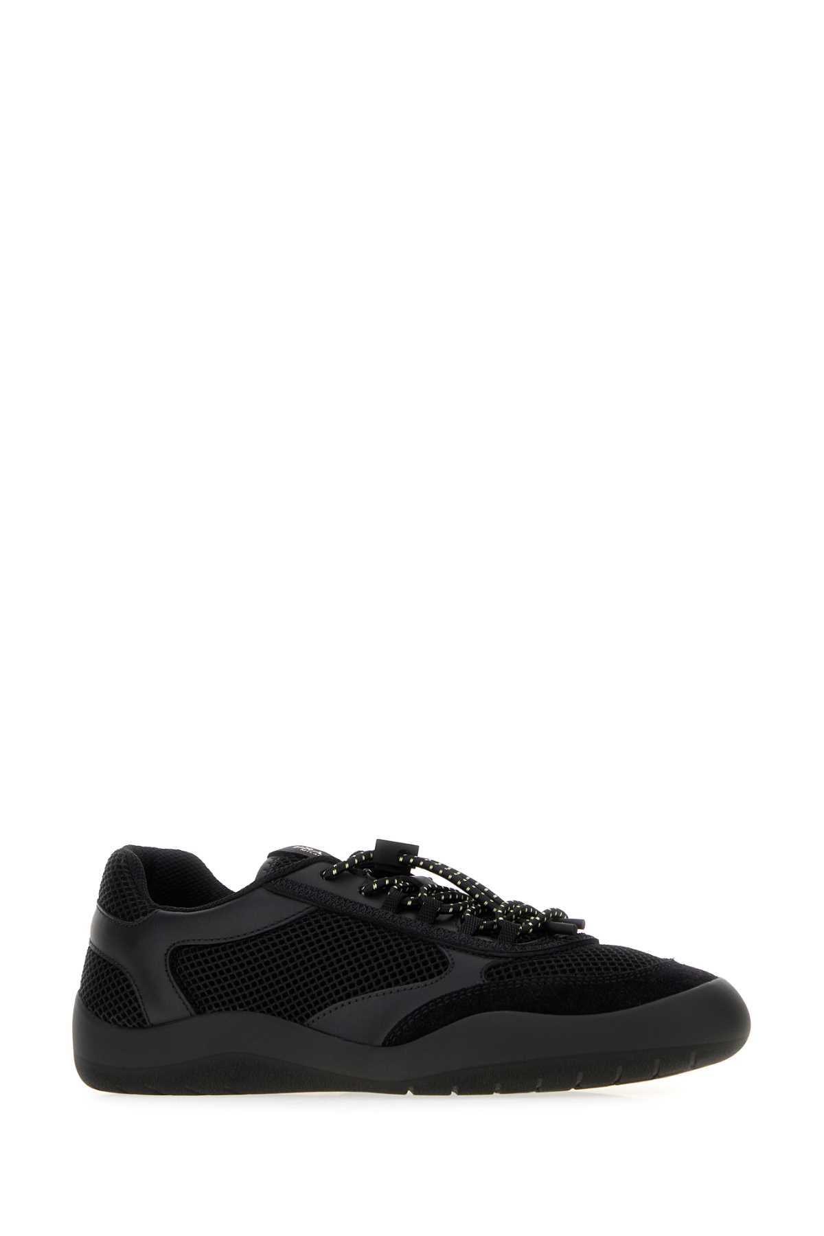 Prada Women Black Mesh And Leather Speedrock Sneakers PRADA