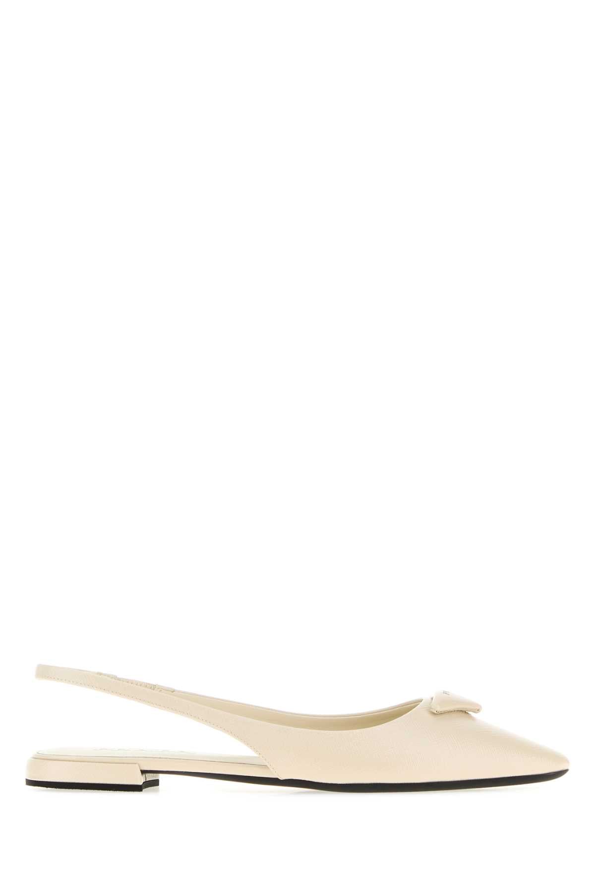 Prada Women Ivory Leather Ballerinas PRADA