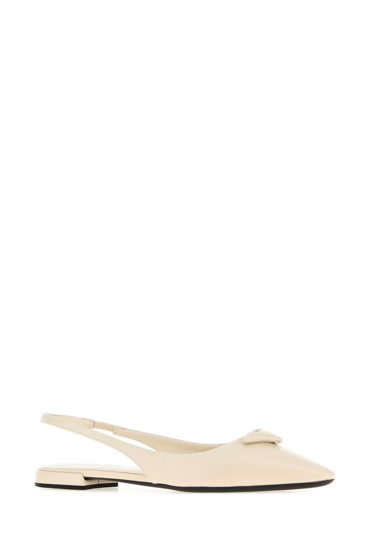 Prada Women Ivory Leather Ballerinas PRADA