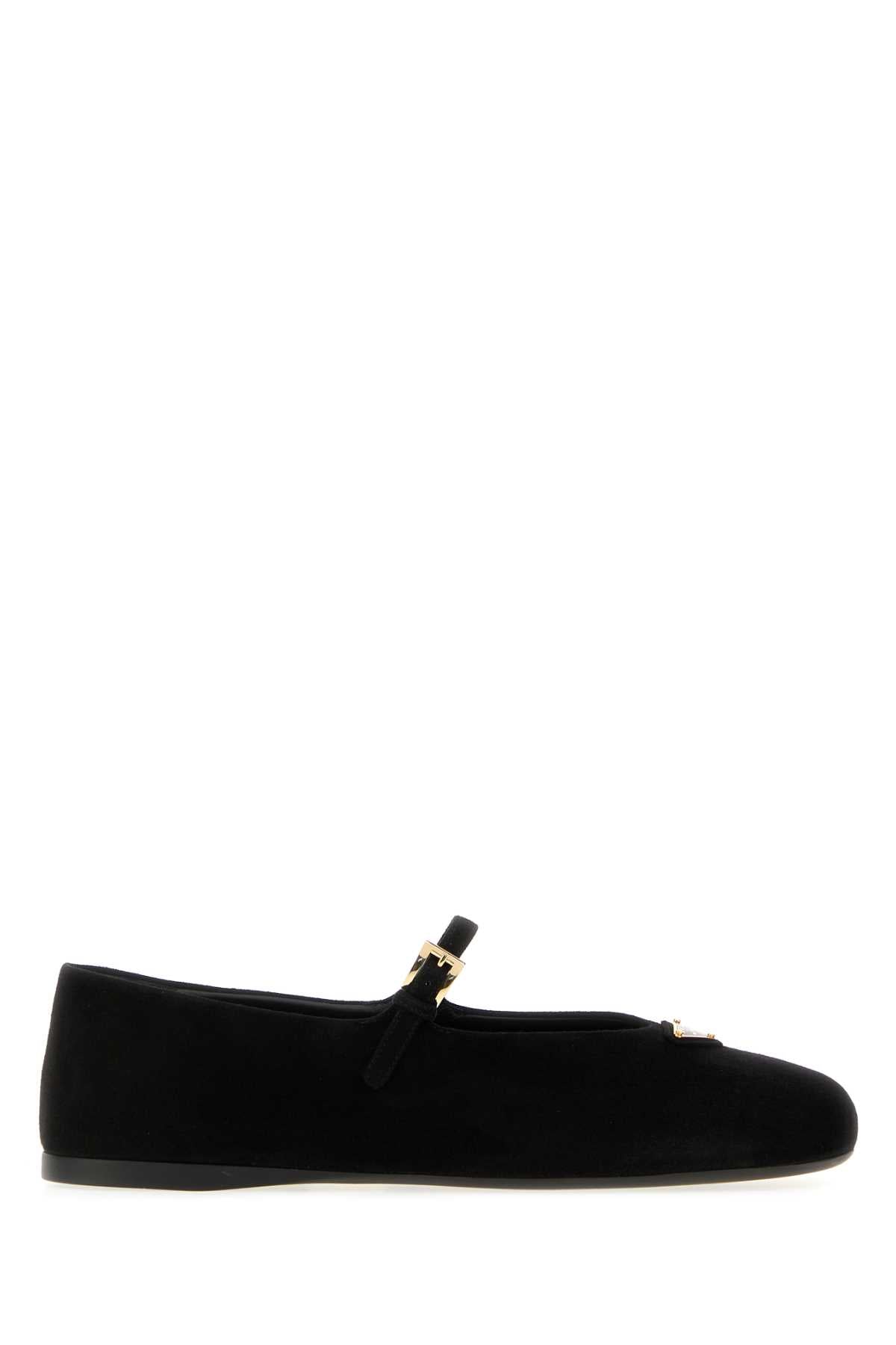 Prada Women Black Suede Ballerinas PRADA