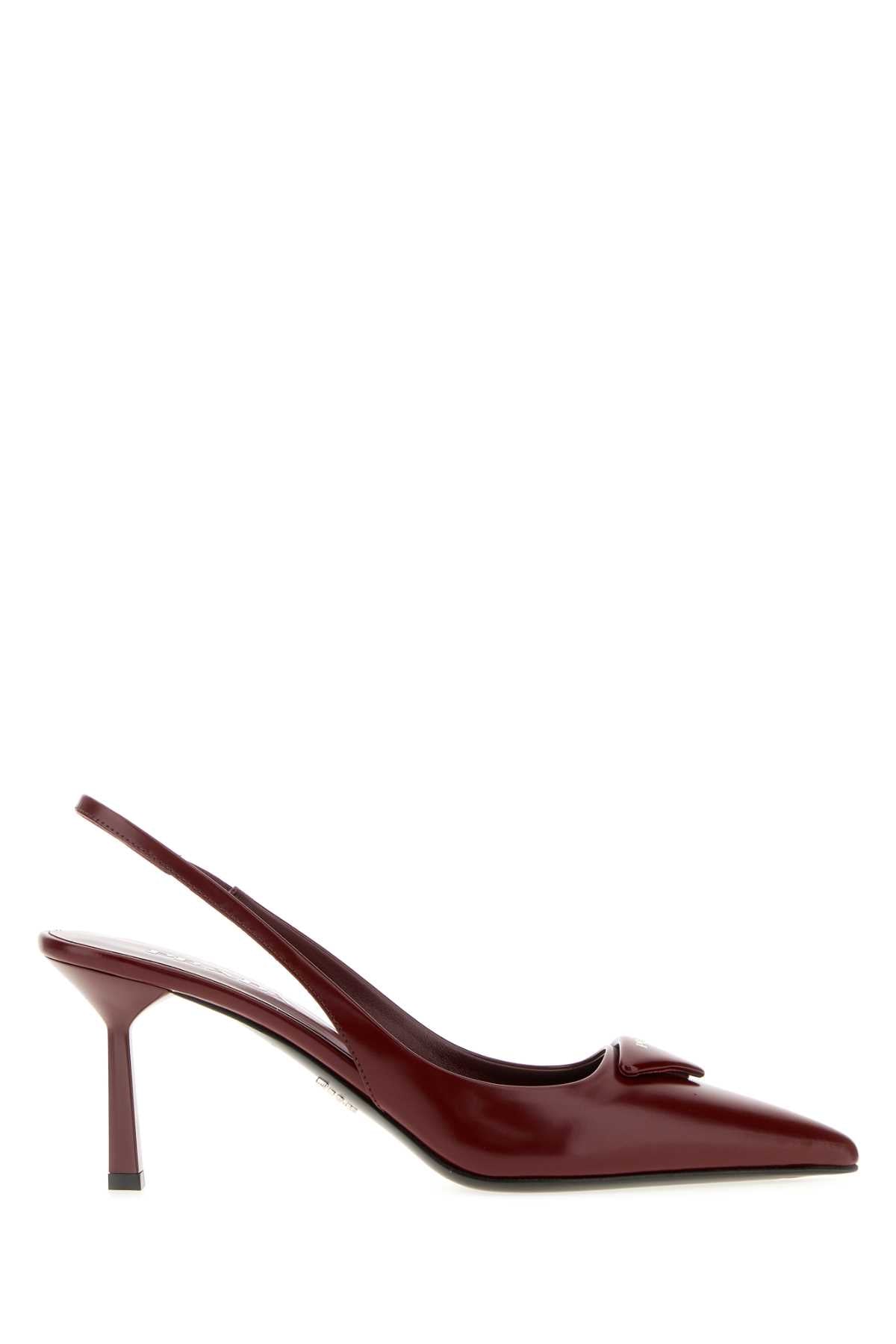 Prada Women Burgundy Leather Pumps PRADA
