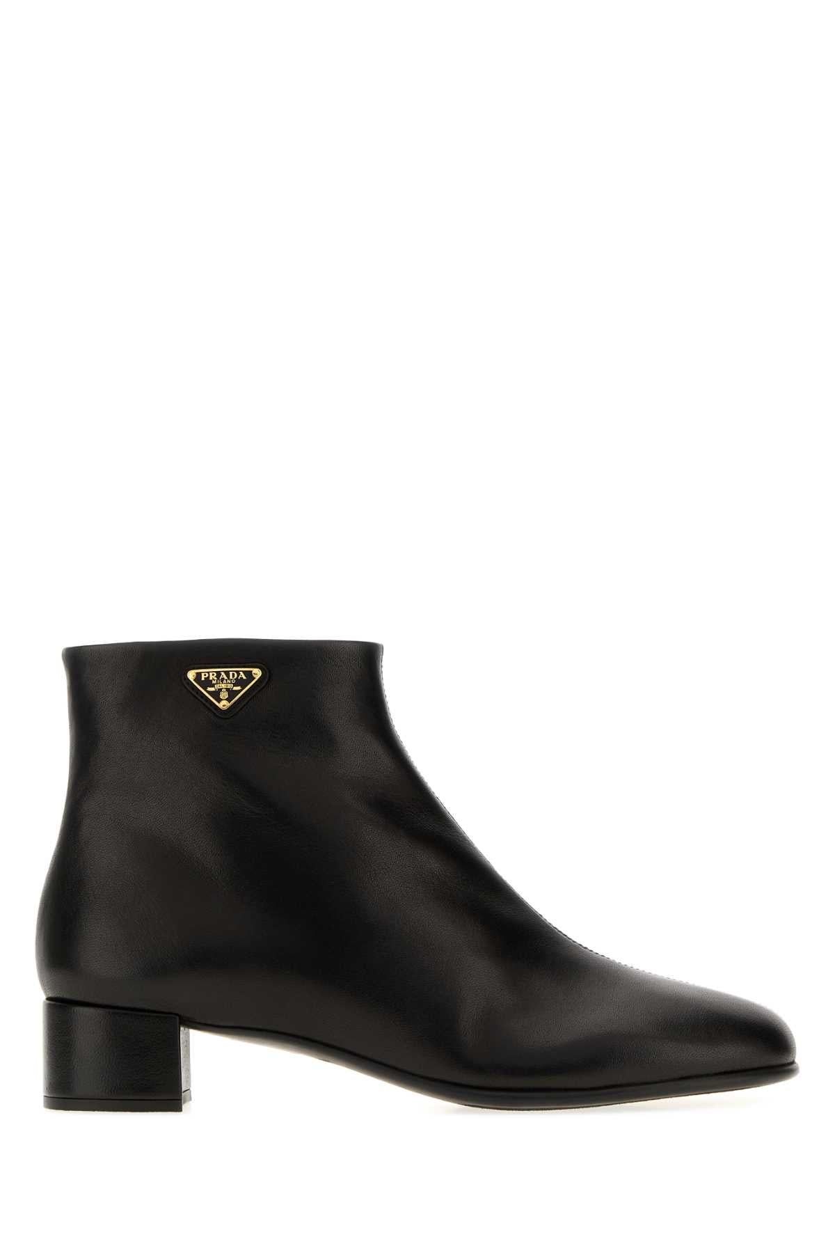 Prada Women Black Nappa Leather Ankle Boots PRADA