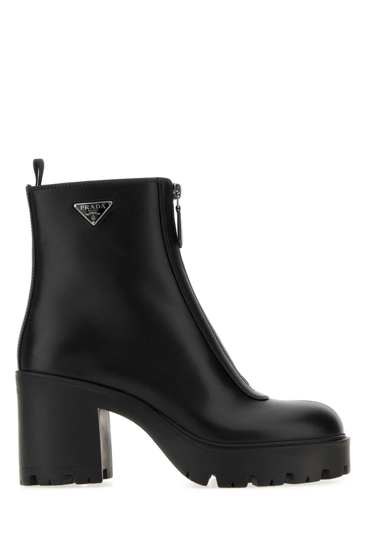 Prada Women Black Leather Ankle Boots PRADA