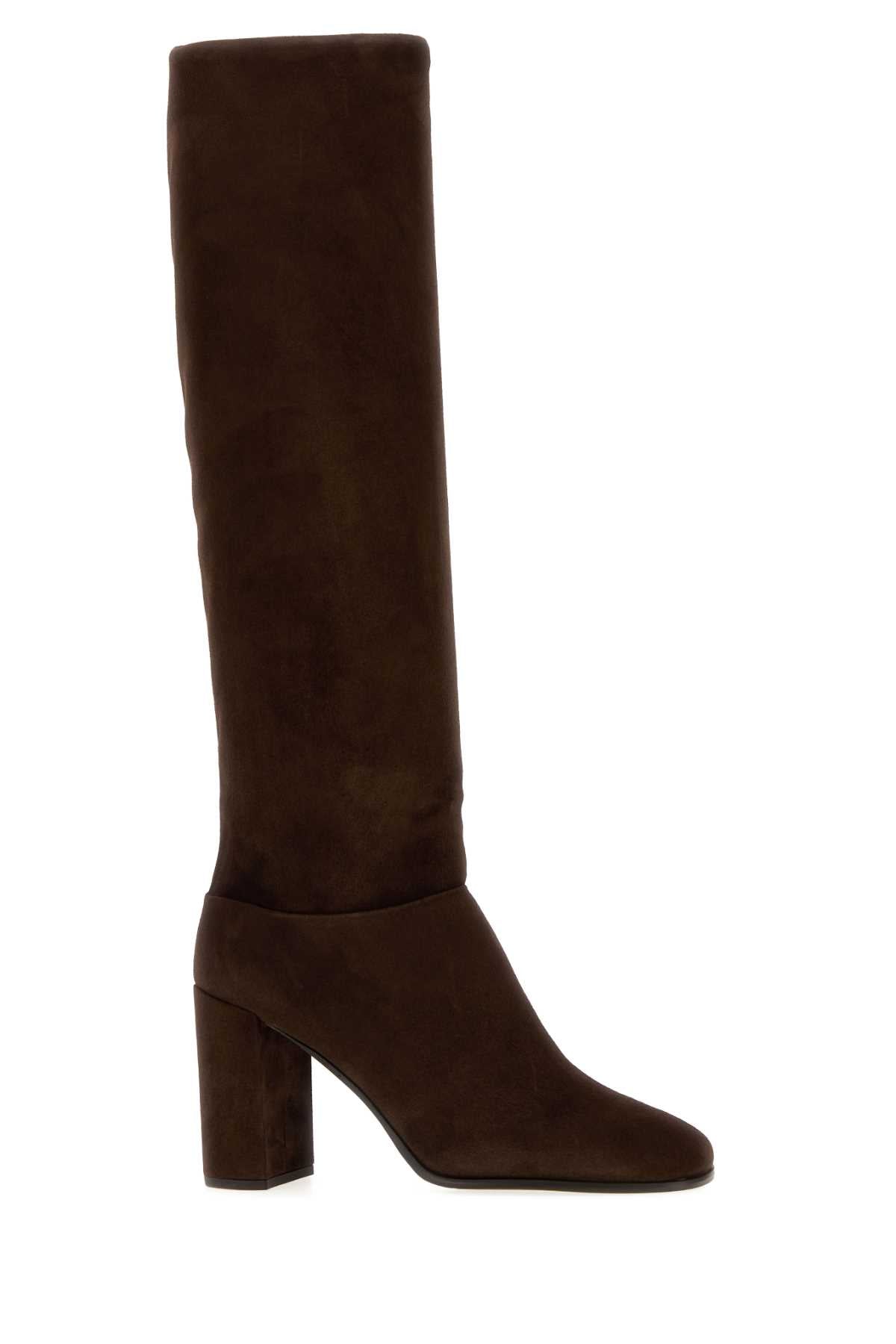 Prada Women Dark Brown Suede Boots PRADA