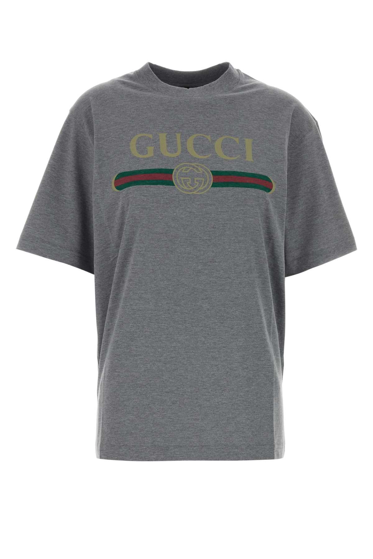 Gucci Women Dark Grey Cotton Blend T-Shirt GUCCI
