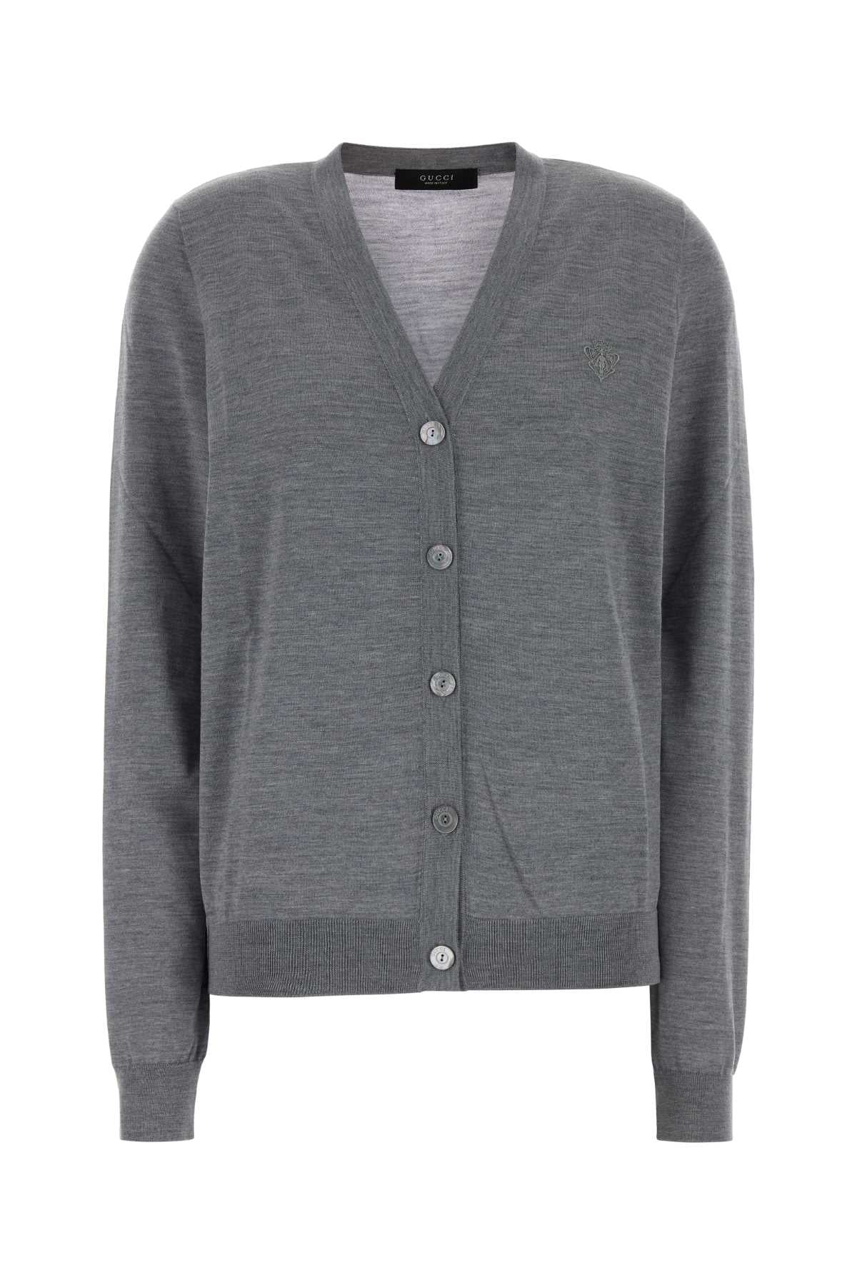 Gucci Women Grey Wool Cardigan GUCCI