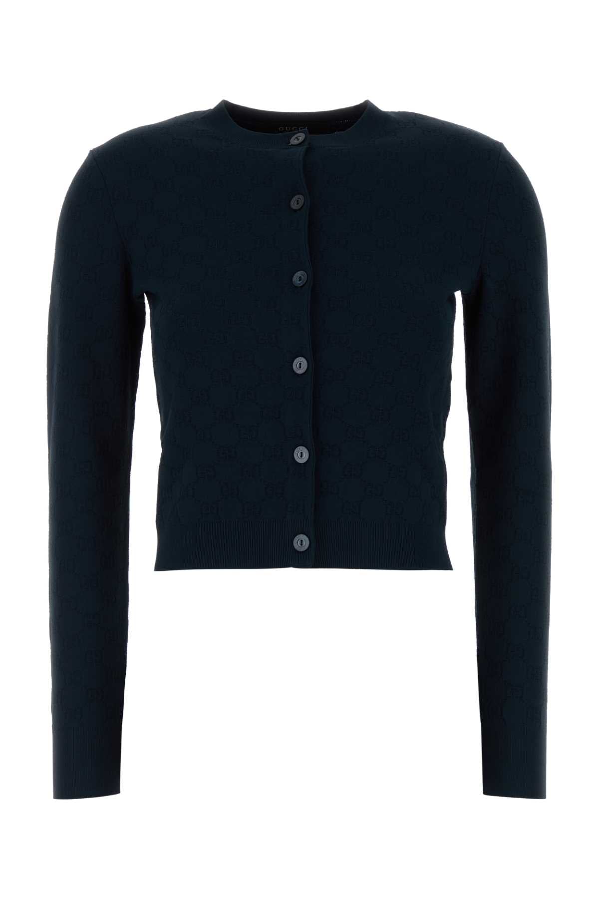 Gucci Women Navy Blue Knit Cardigan GUCCI