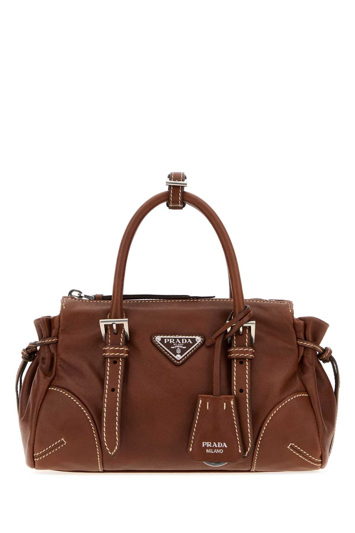 Prada Women Brown Leather Small Prada Karin Handbag PRADA