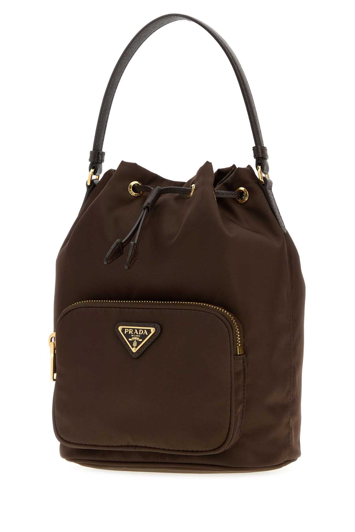 Prada Women Brown Re-Nylon Duet Bucket Bag PRADA