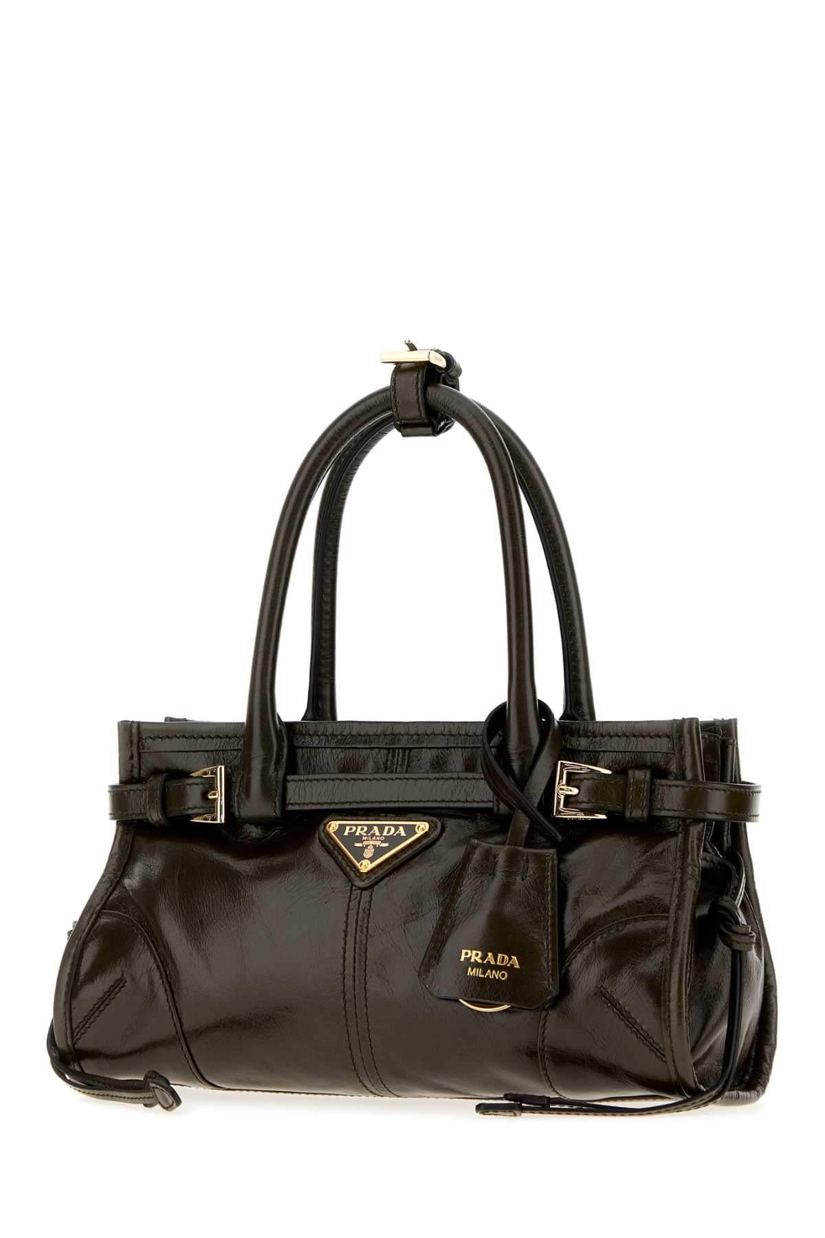Prada Women Olive Green Leather Mini Prada Bonnie Handbag PRADA