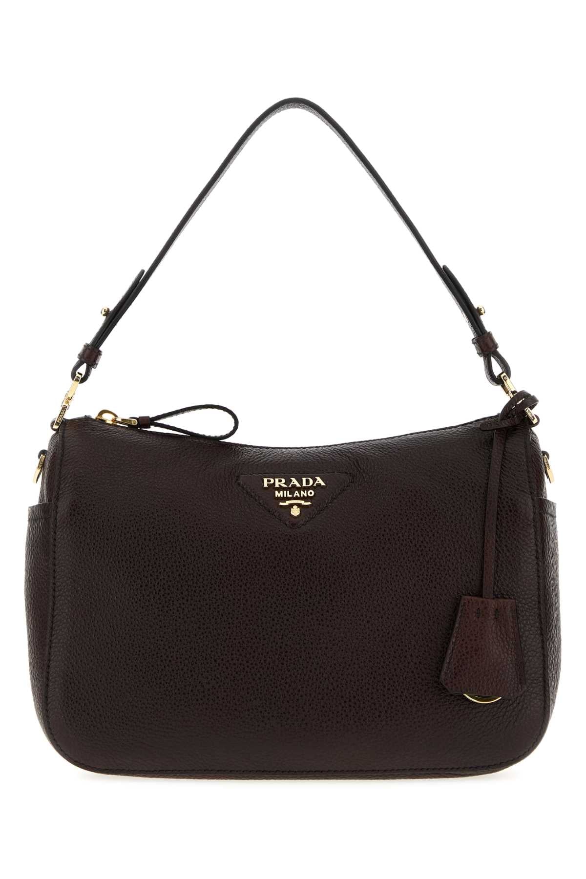 Prada Women Dark Brown Leather Medium Shoulder Bag PRADA