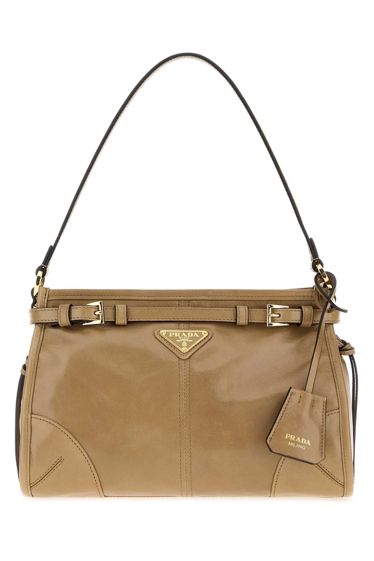 Prada Women Beige Leather Prada Bonnie Shoulder Bag PRADA