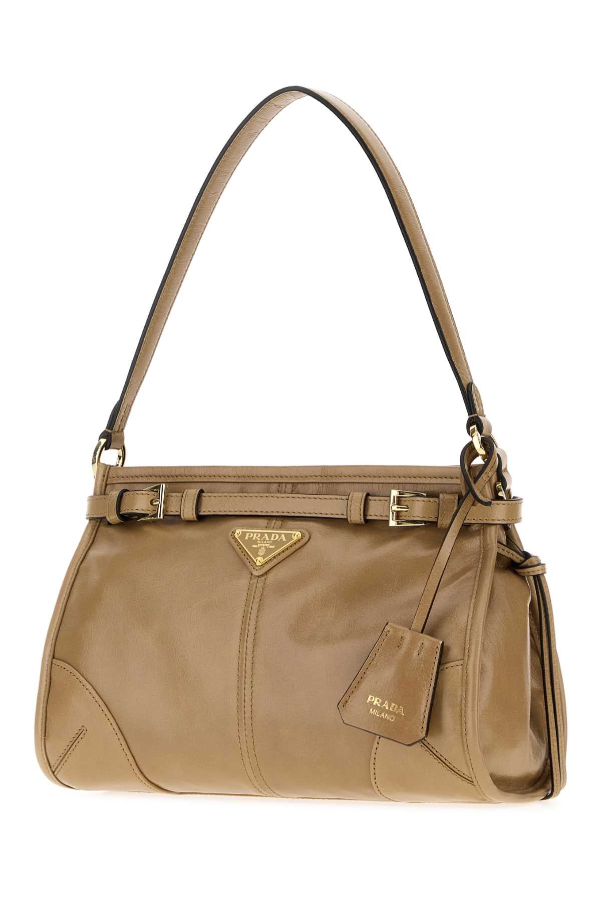Prada Women Beige Leather Prada Bonnie Shoulder Bag PRADA