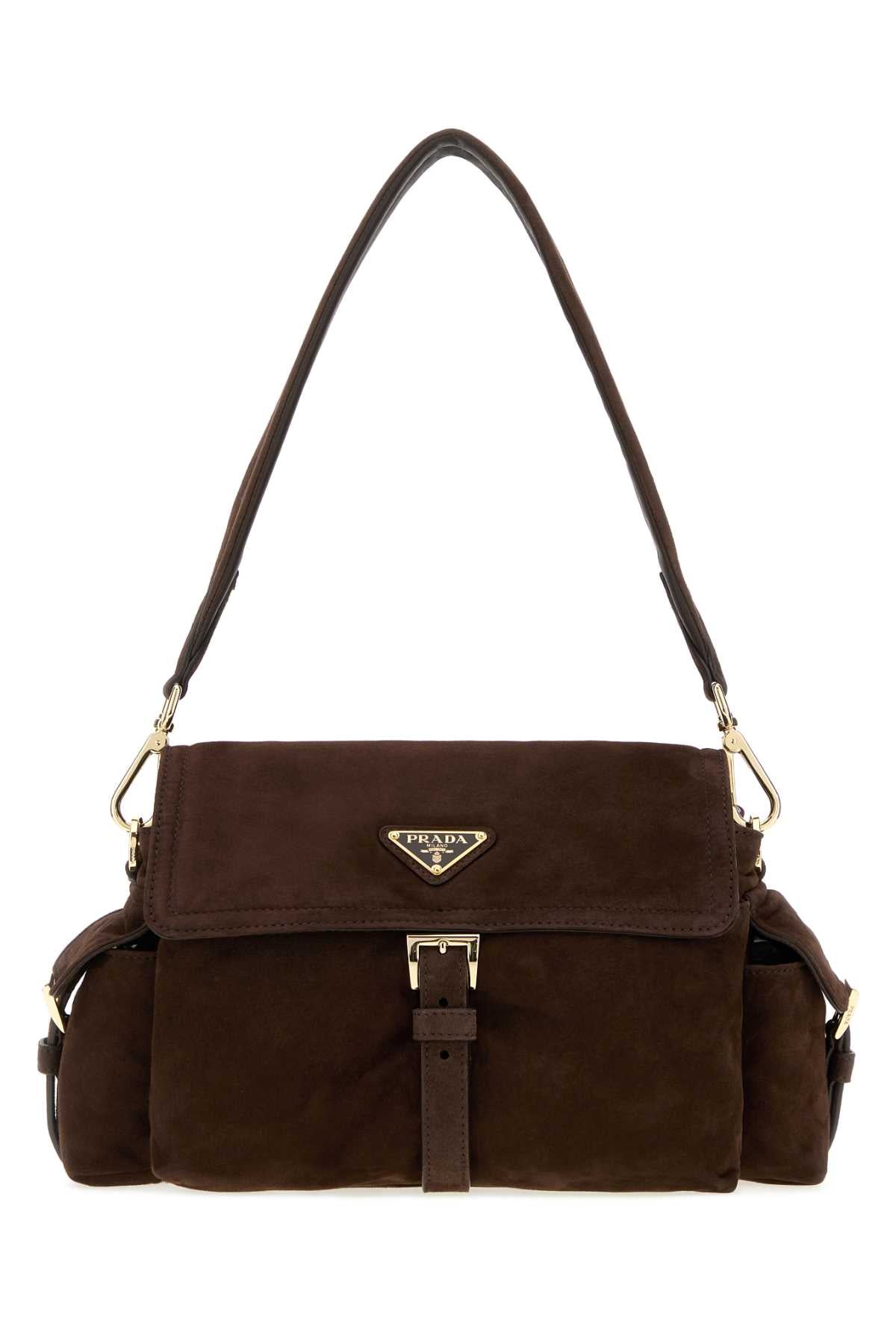 Prada Women Dark Brown Suede Shoulder Bag PRADA