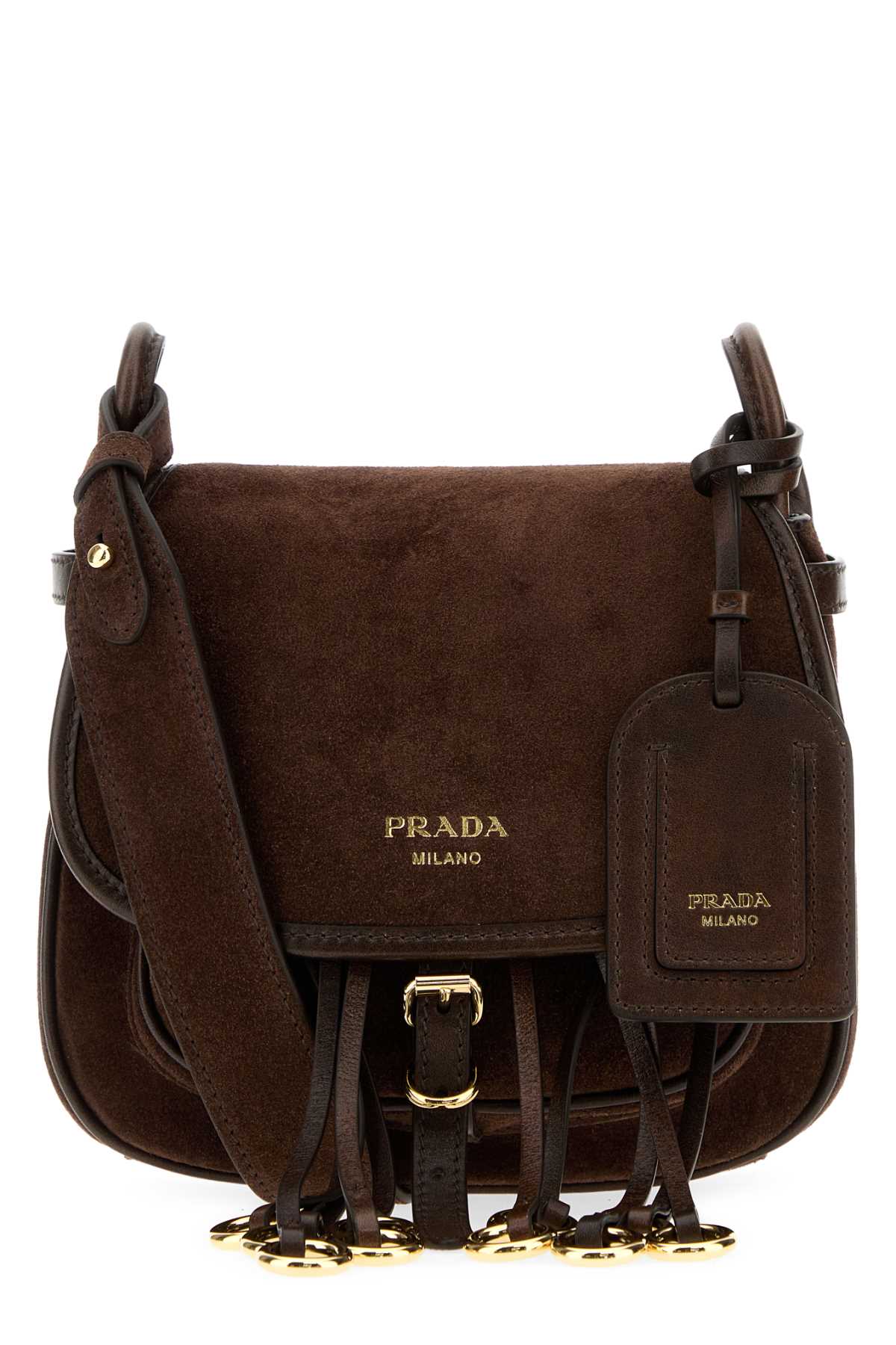 Prada Women Brown Suede Corsaire Crossbody Bag PRADA