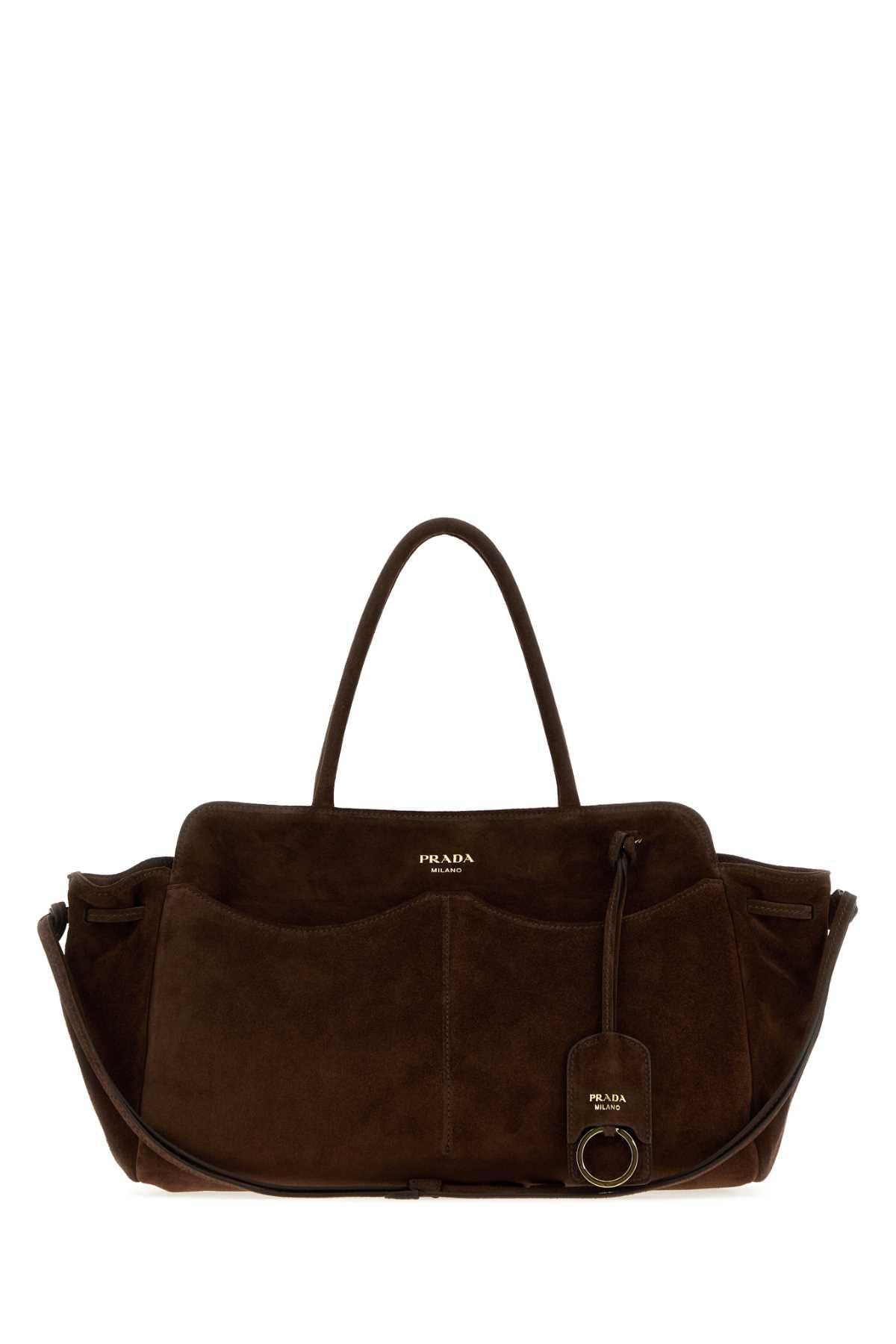 Prada Women Brown Suede Prada Carry Handbag PRADA
