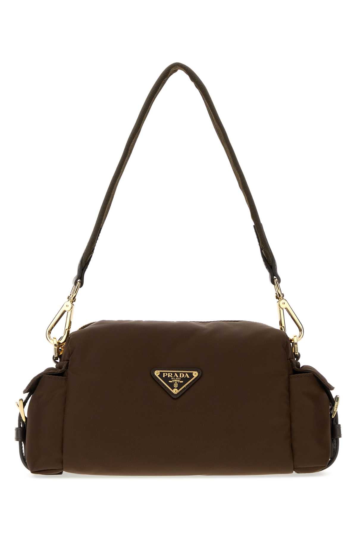 Prada Women Brown Canvas Shoulder Bag PRADA