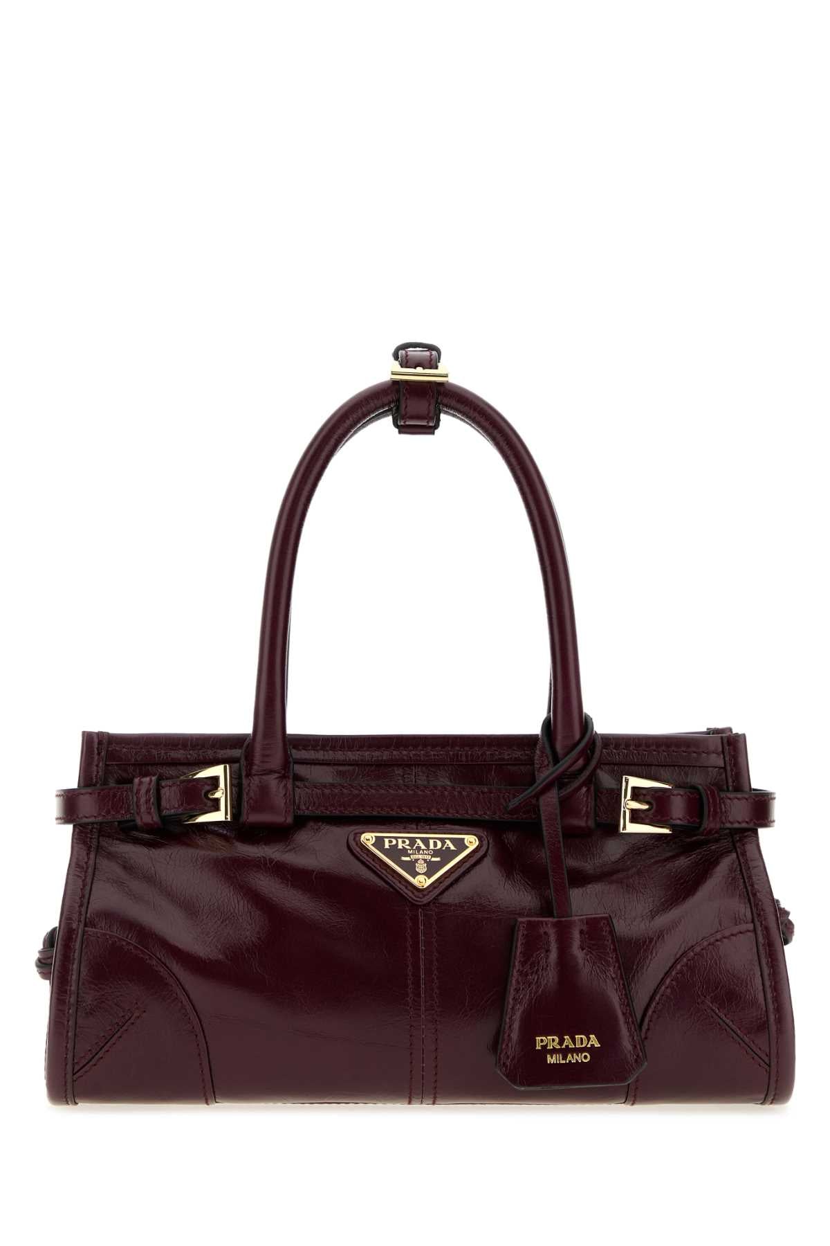 Prada Women Aubergine Leather Mini Prada Bonnie Handbag PRADA