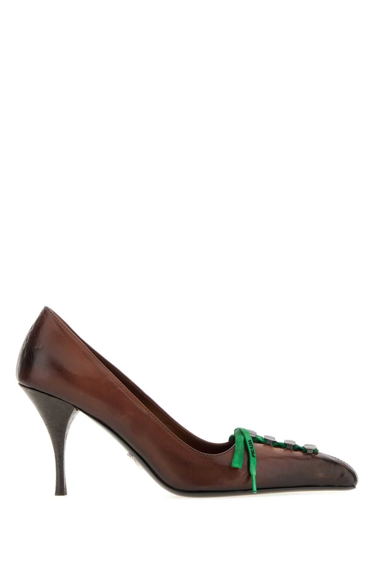 Prada Women Brown Leather Pumps PRADA