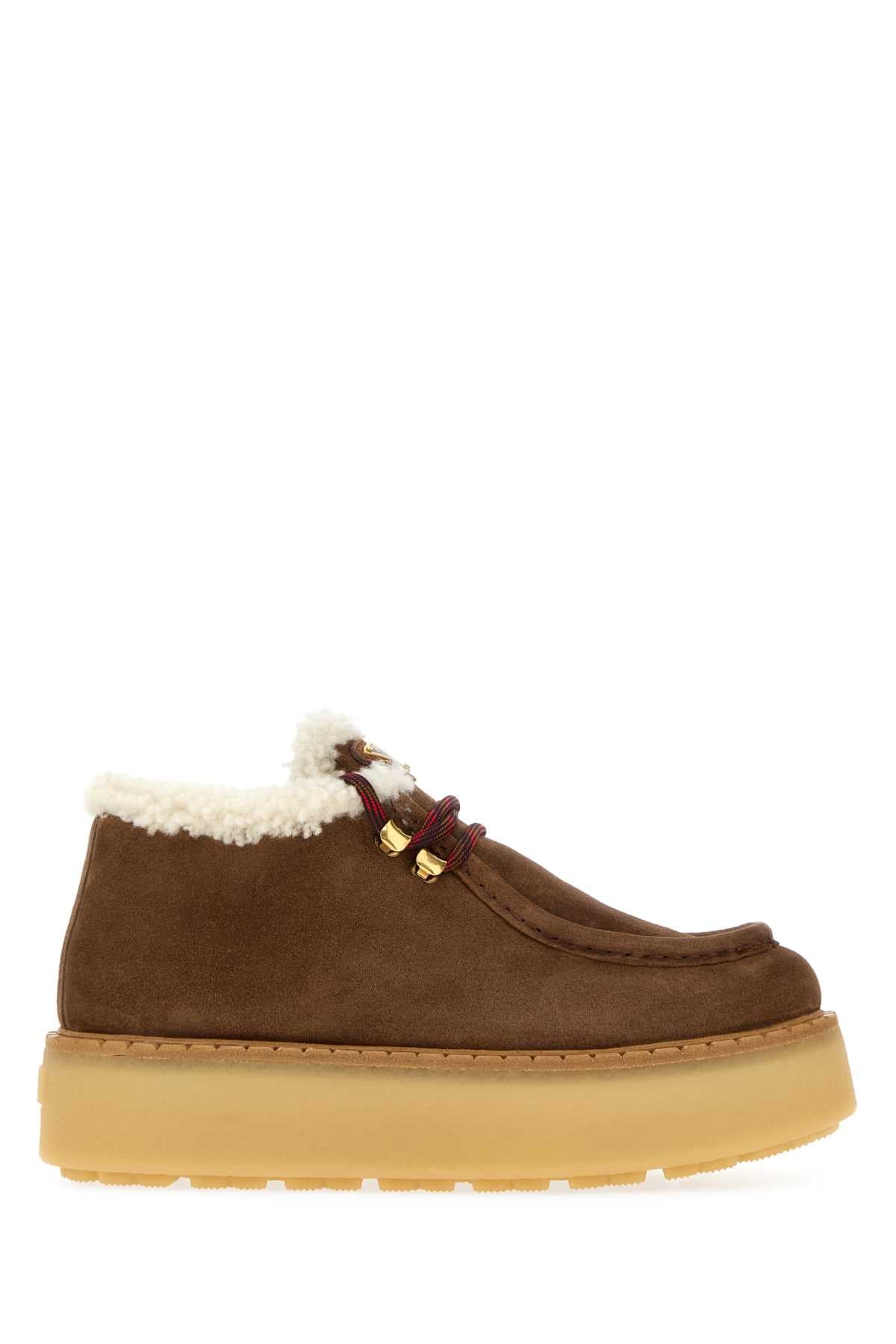 Prada Women Brown Suede Loafers PRADA
