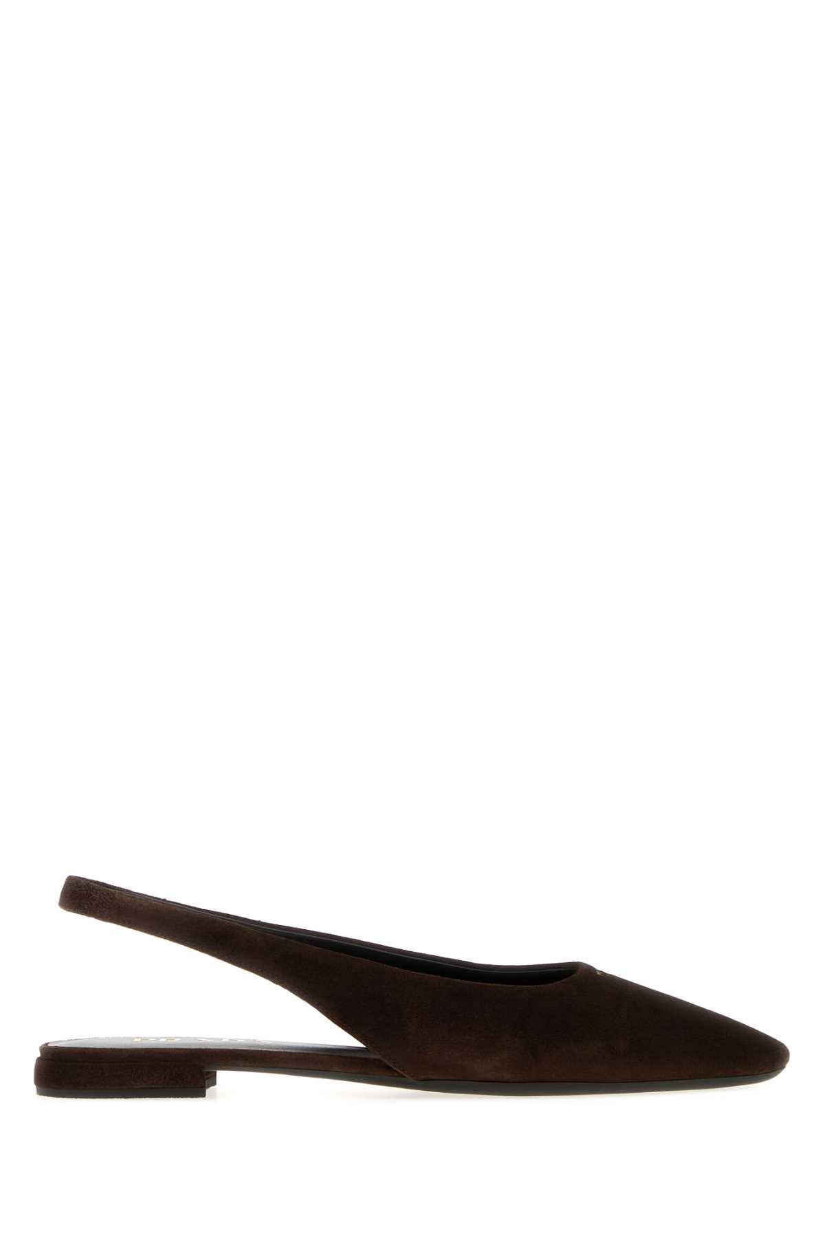 Prada Women Dark Brown Suede Ballerinas PRADA