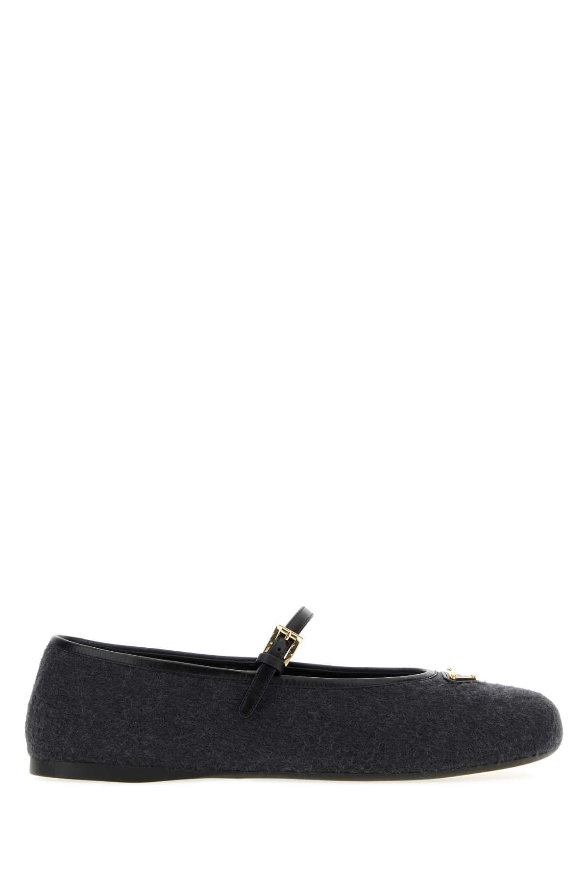 Prada Women Charcoal Fabric Ballerinas PRADA