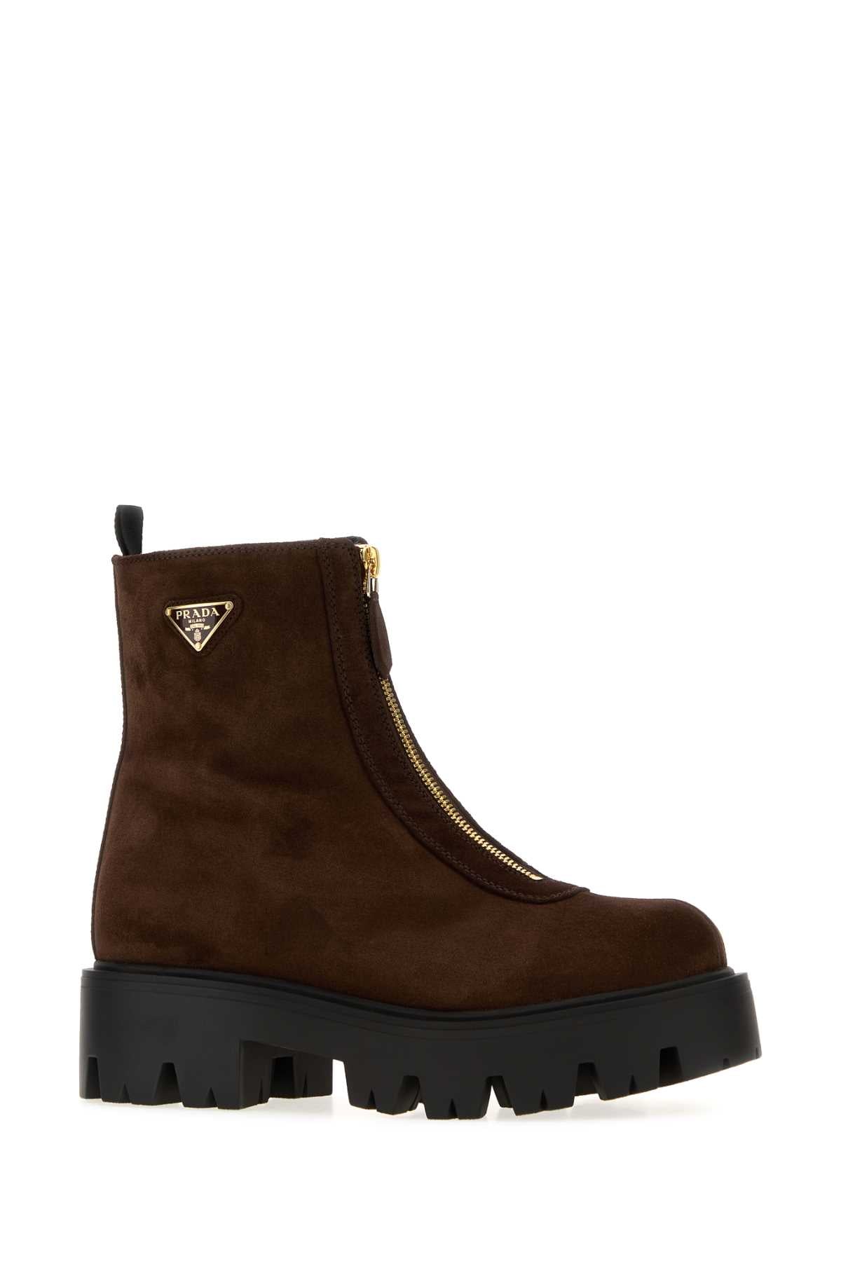 Prada Women Brown Suede Ankle Boots PRADA